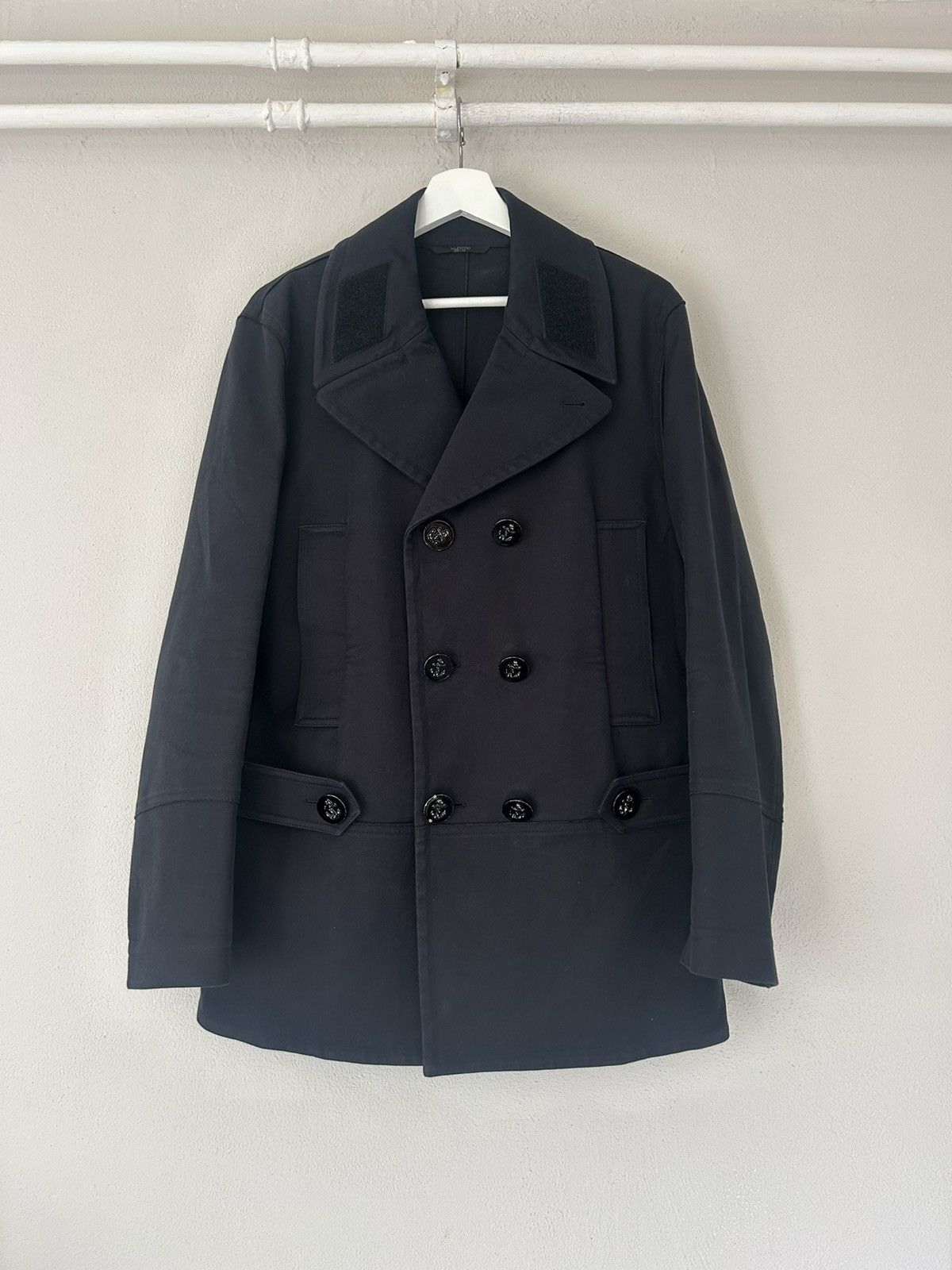 Valentino Navy Peacoat with Military-Inspired Detailing Size US M / EU 48-50 / 2 - 1 Thumbnail