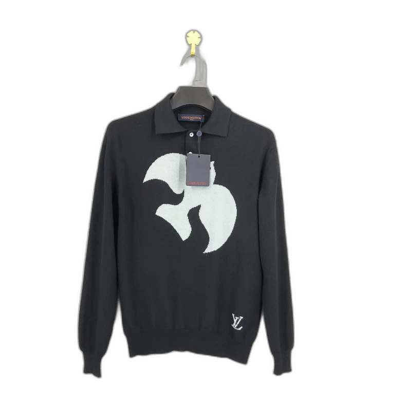 black louis vuitton dove print knit pullover