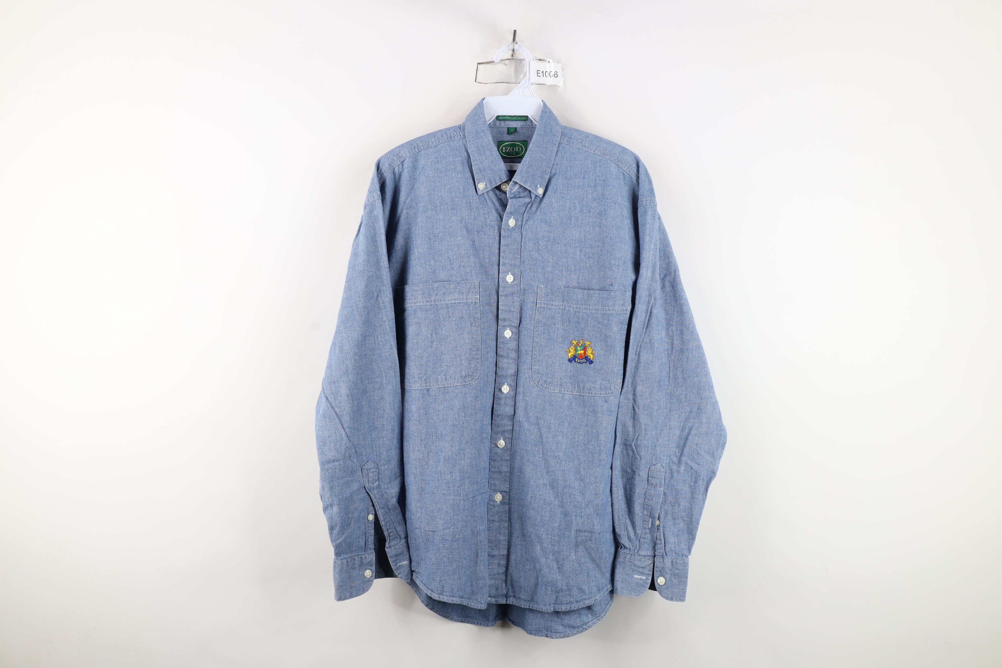 Izod Vtg 80s 90s Izod Crest Chambray Collared Button Down Shirt Size US M / EU 48-50 / 2 - 1 Thumbnail