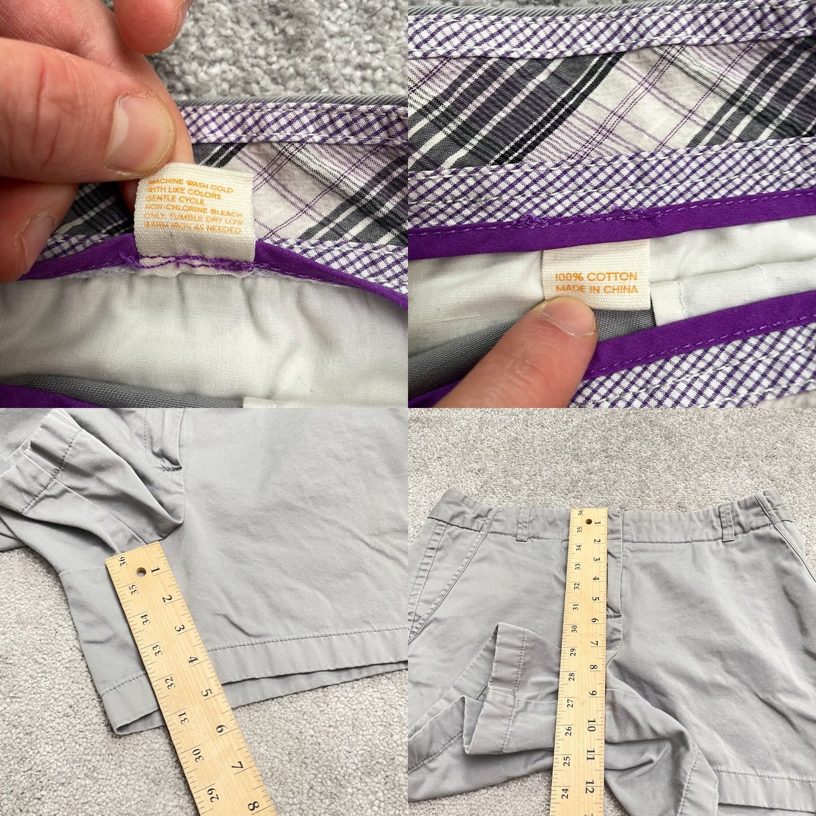 J.Crew J.CREW City Chino Shorts Womens 10 Gray Cotton Twill Casual Outdoor Zip Front Back Pocket Slim Breathable Stretch Size 32" / US 10 / IT 46 - 8 Thumbnail