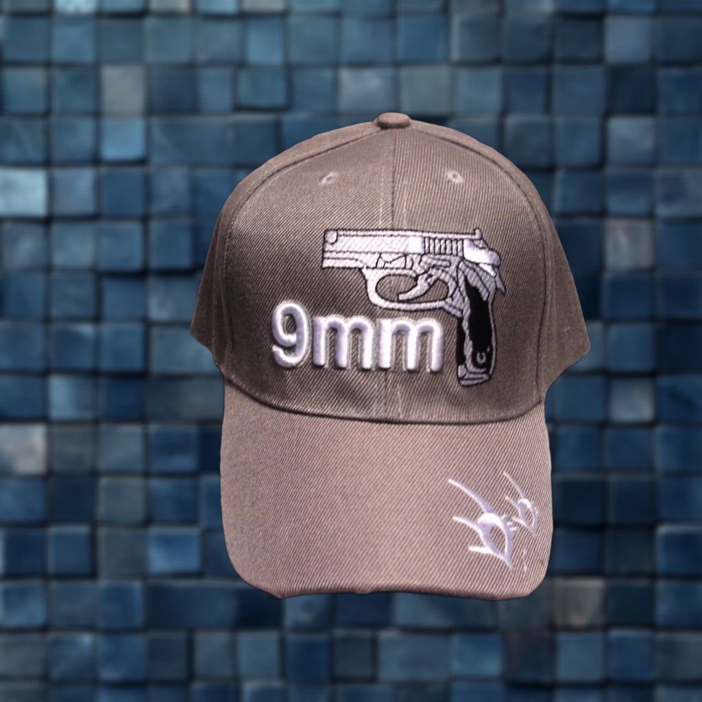 Pistola VINTAGE 9MM Pistol Gun Baseball Cap RM Gray Adjustable Mens Adult One Size Gray/Black Cap Size ONE SIZE - 1 Thumbnail