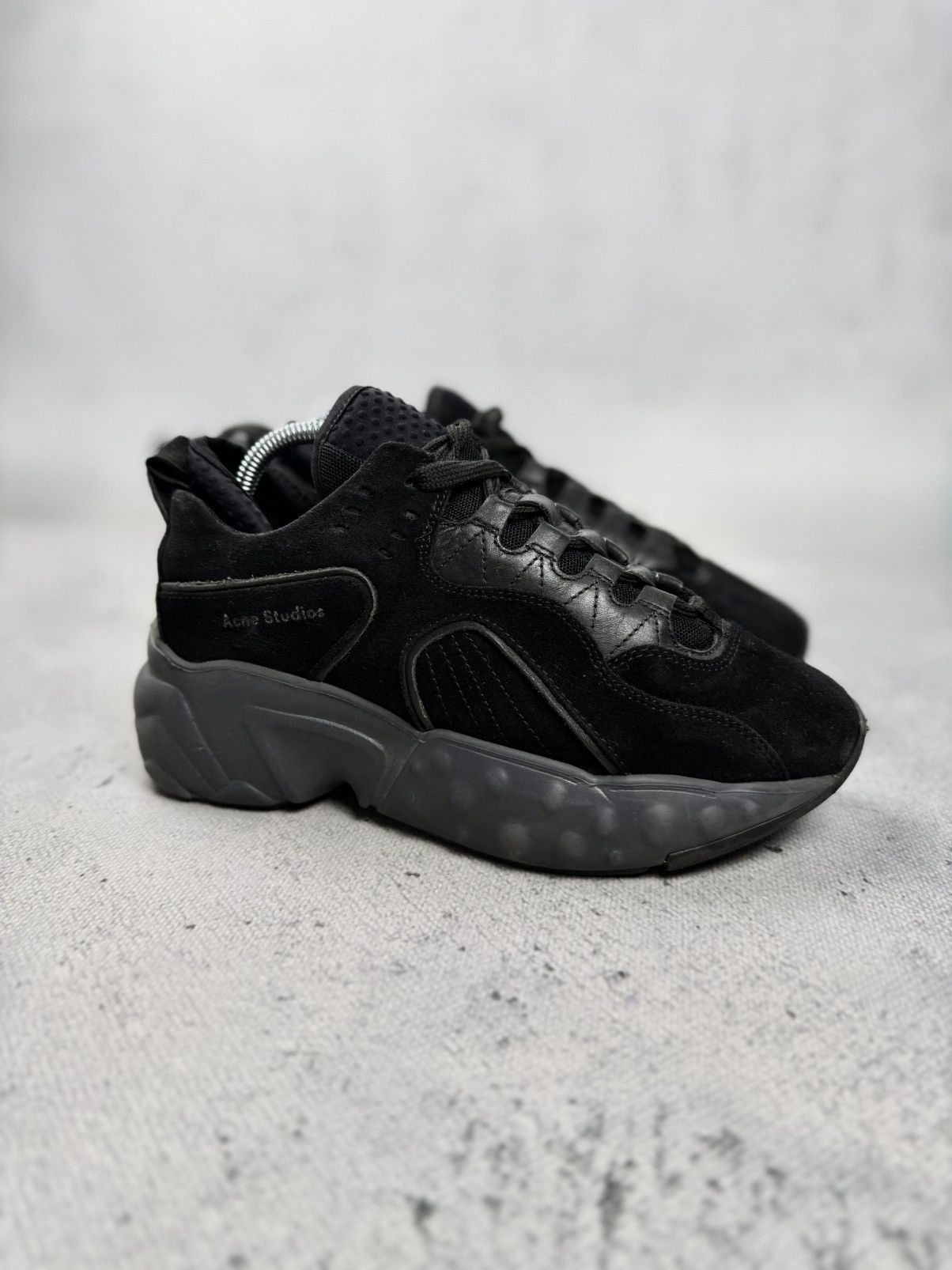 Acne Studios Acne Studios Rockaway Triple Black Suede Leather Sneakers Size US 5 / IT 35 - 1 Thumbnail