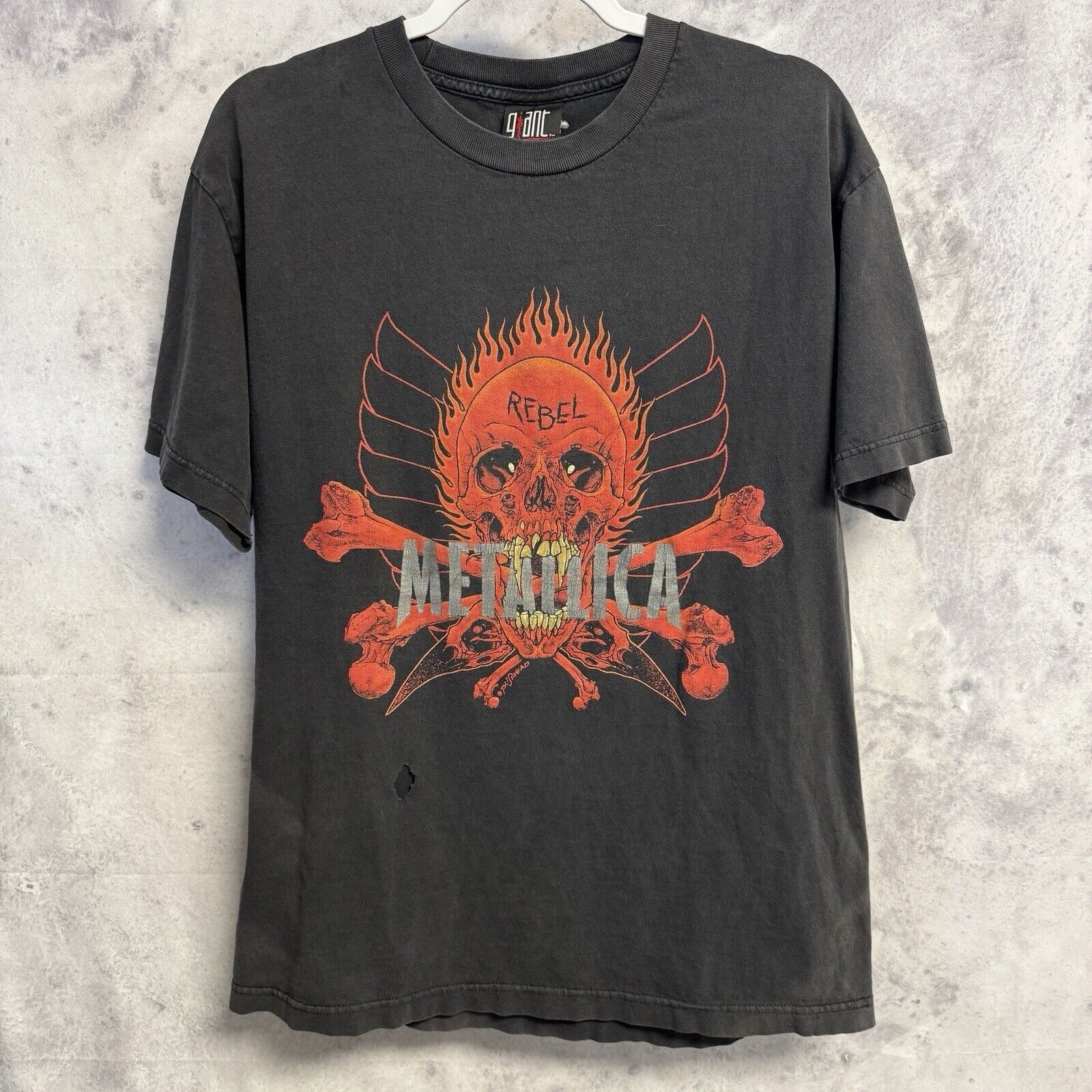 Vintage 90s Metallica Band Tee Mens Large Black Pushead Skul