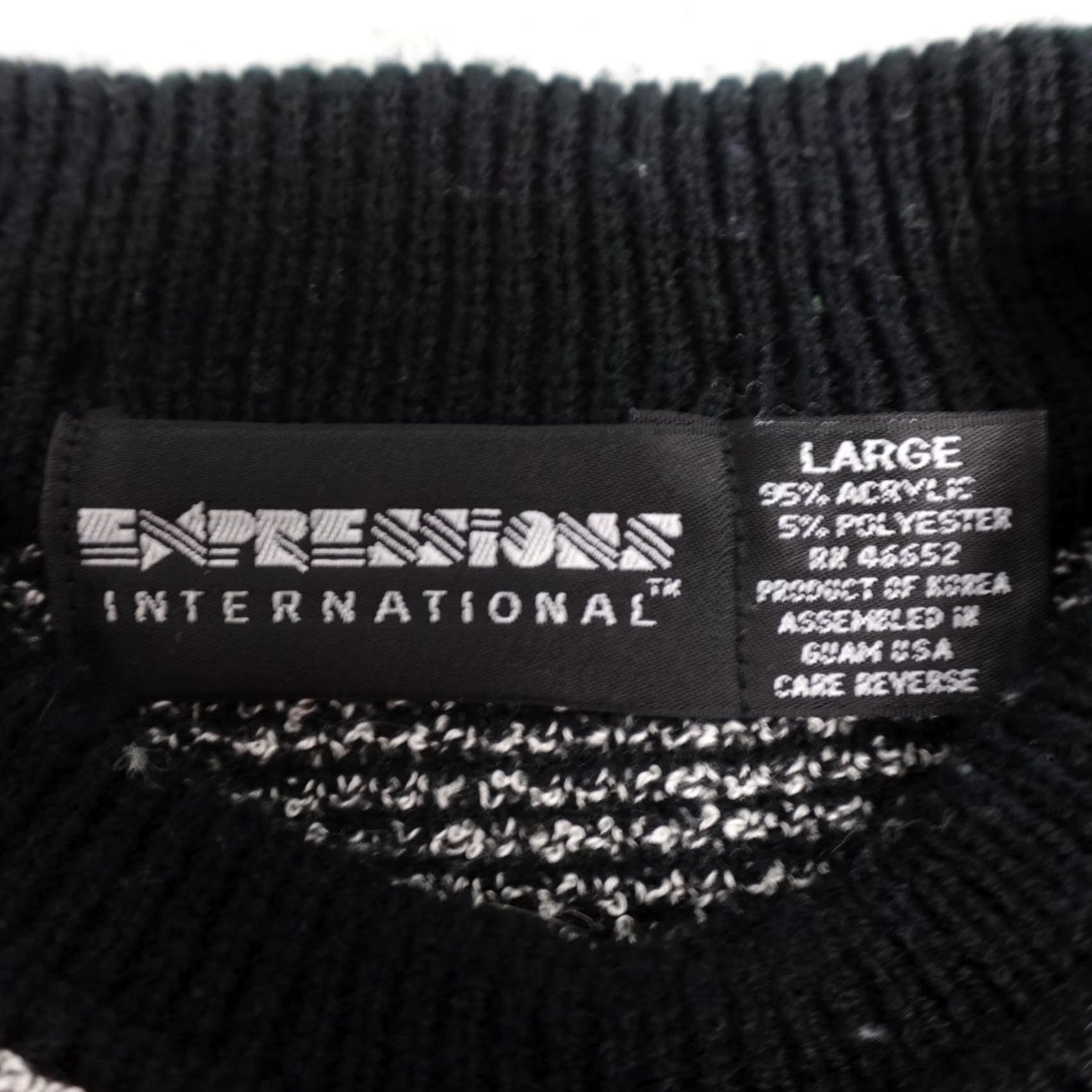 Vintage VINTAGE Expressions International Sweater Mens Large Black Red Knit Abstract 80s Size US L / EU 52-54 / 3 - 2 Thumbnail