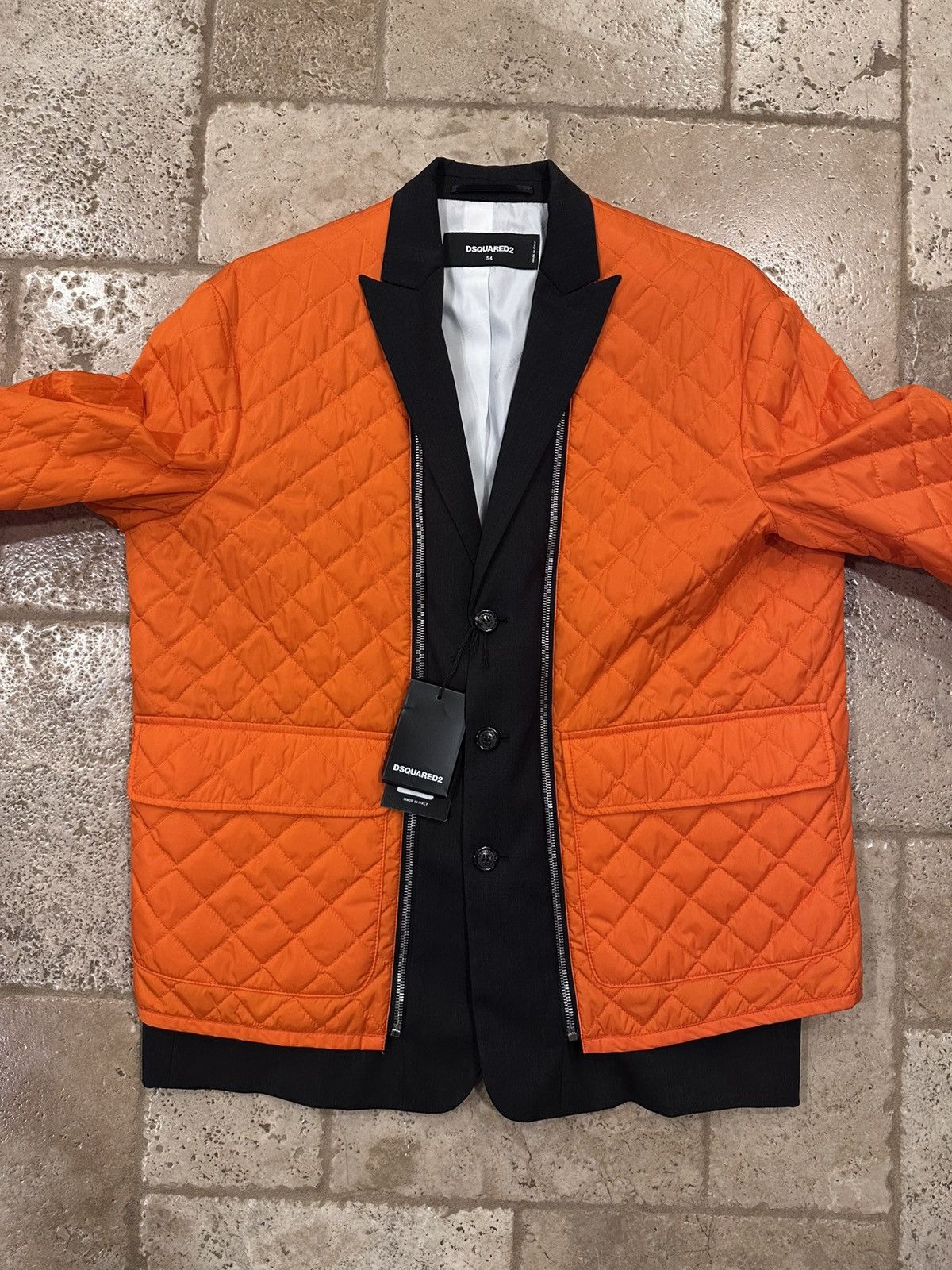 Dsquared2 Orange Quilted Jacket / Vest Calen’s Penitentiary