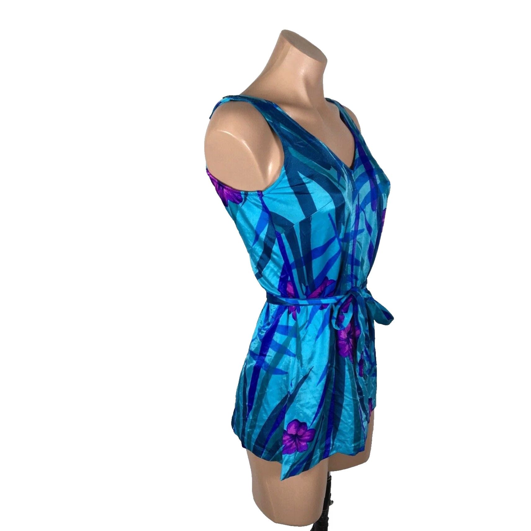 Maxine Of Hollywood Womens Size 6 Faux Skirt Floral Blue One Piece