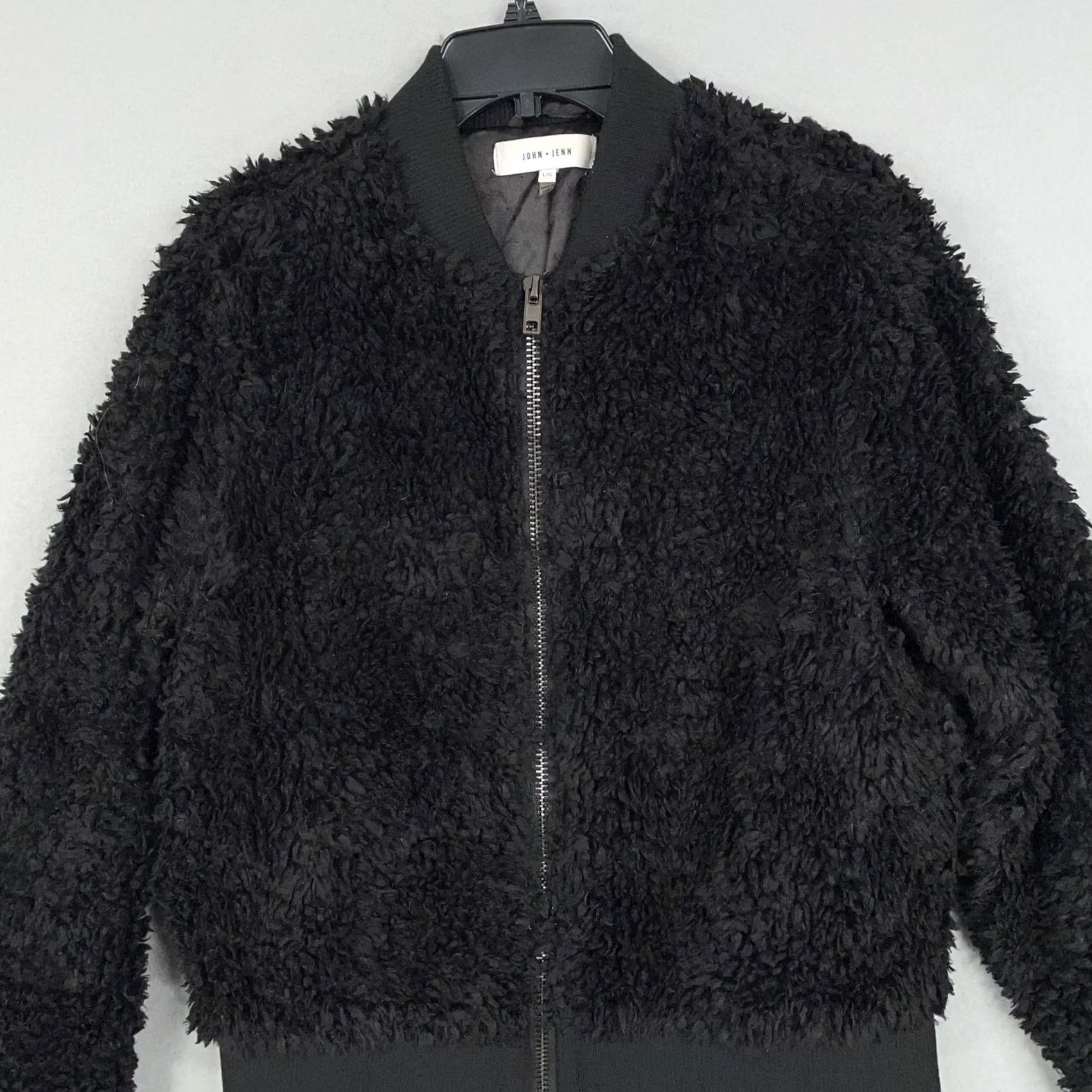 Vintage John + Jenn Jacket Womens Large Black Faux Fur Bomber Zip Up Lined Cozy Size L / US 10 / IT 46 - 2 Thumbnail