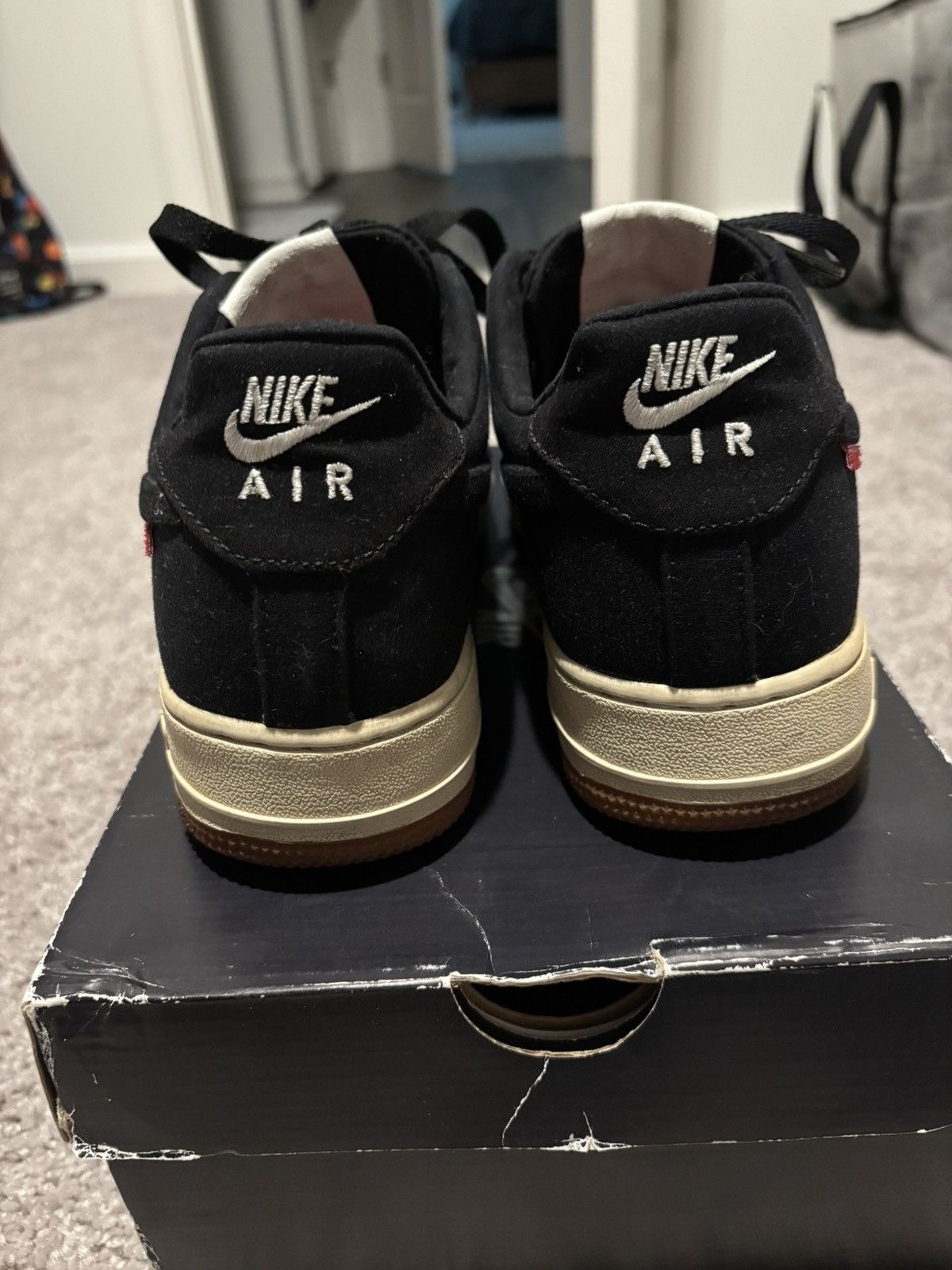 Nike × Supreme Nike Air Force 1 Low Premium '08 x Supreme Black 2012 Size US 8 / EU 41 - 3 Thumbnail