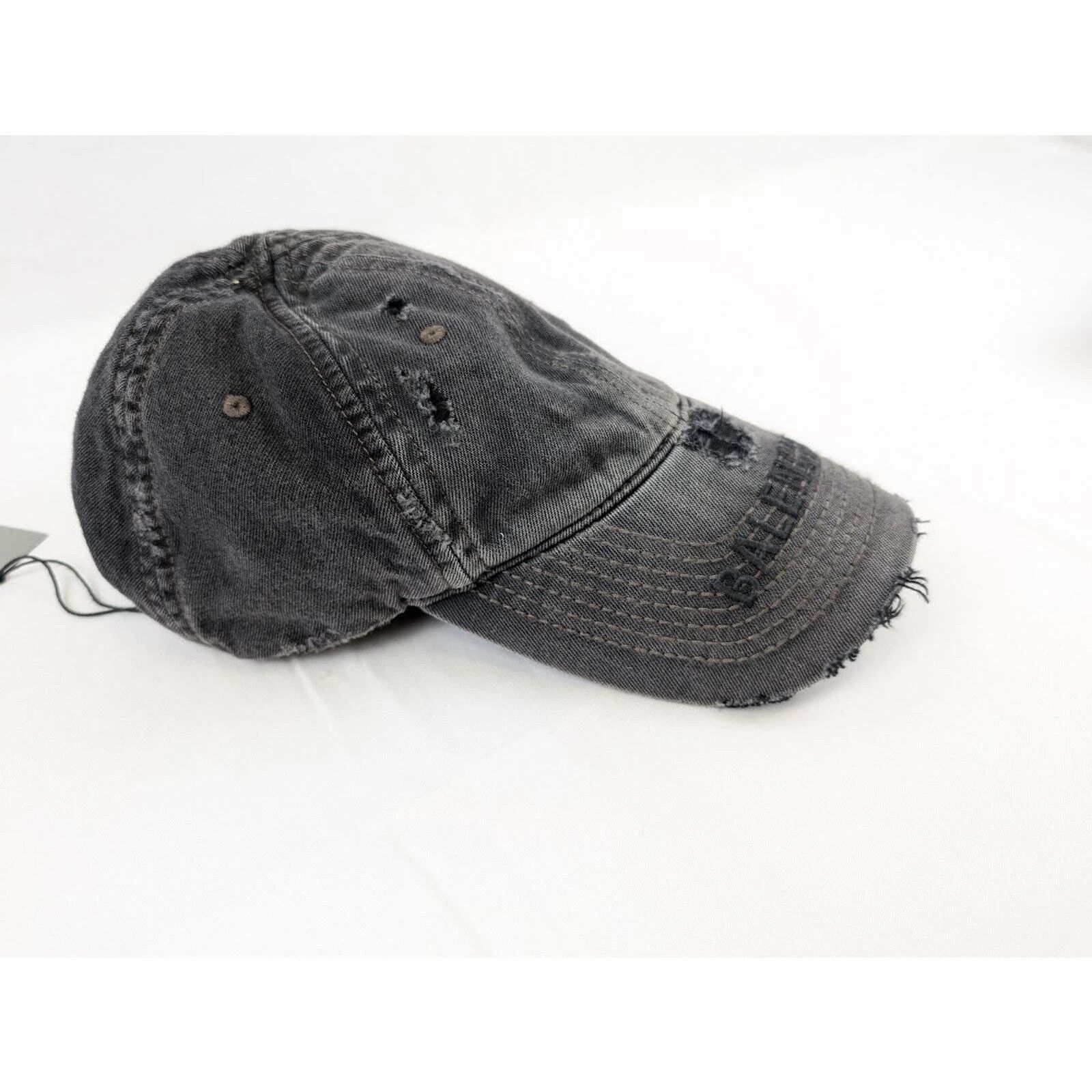 Balenciaga o1rshd1 Q:3 / Distressed Logo Cap / Hat in Charcoal Size ONE SIZE - 5 Thumbnail