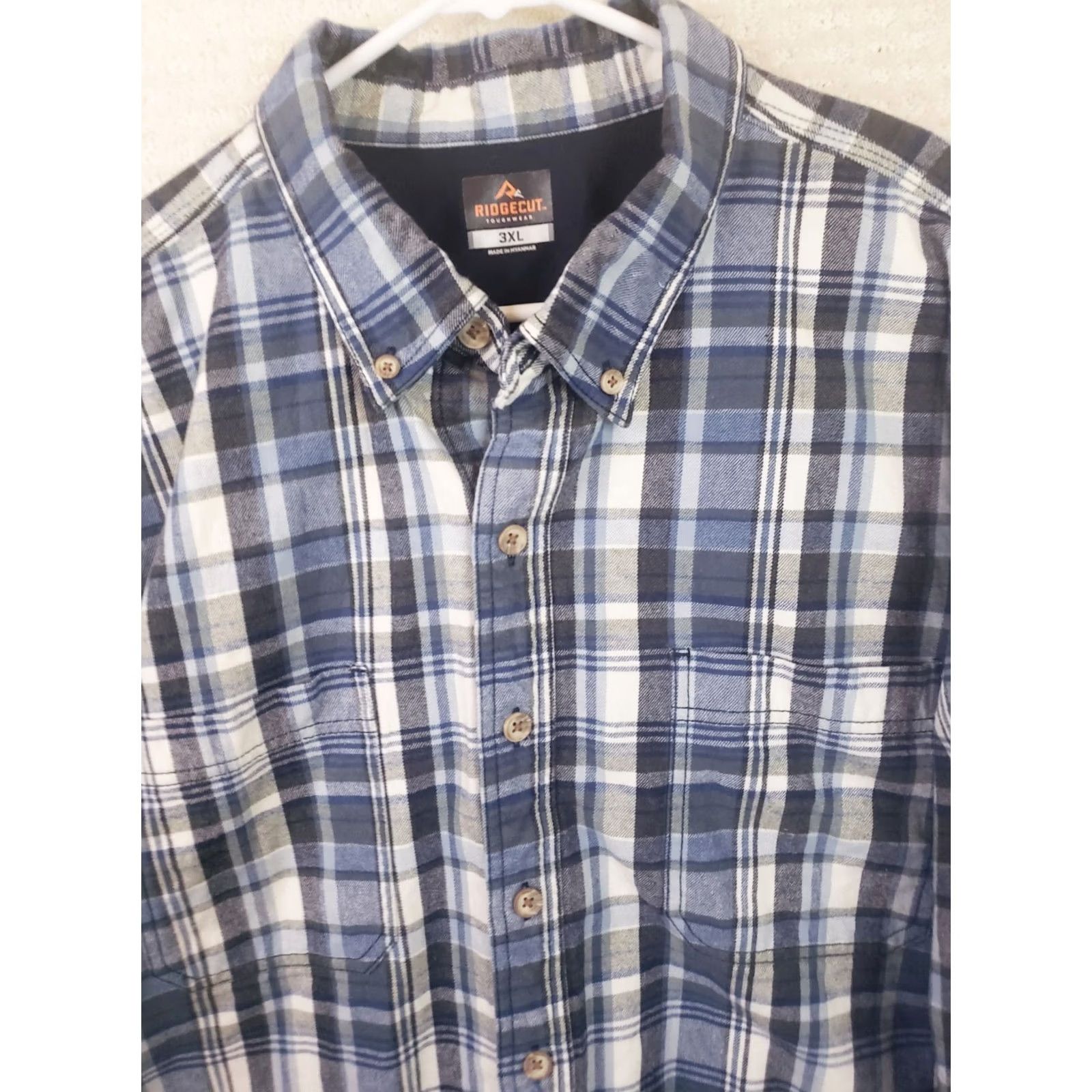 Vintage Ridgecut Toughwear Men's 3XL Blue Plaid Flannel Shirt Heavy 100% Cotton Button-Up Outdoor Size US XXL / EU 58 / 5 - 3 Thumbnail