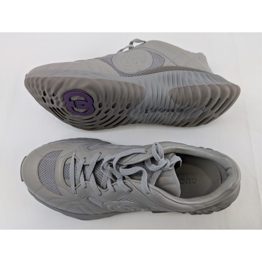 Gucci o1rshd1 Leather Ripple Low Top Sneaker in Grey Size US 12.5 / EU 45-46 - 3 Thumbnail