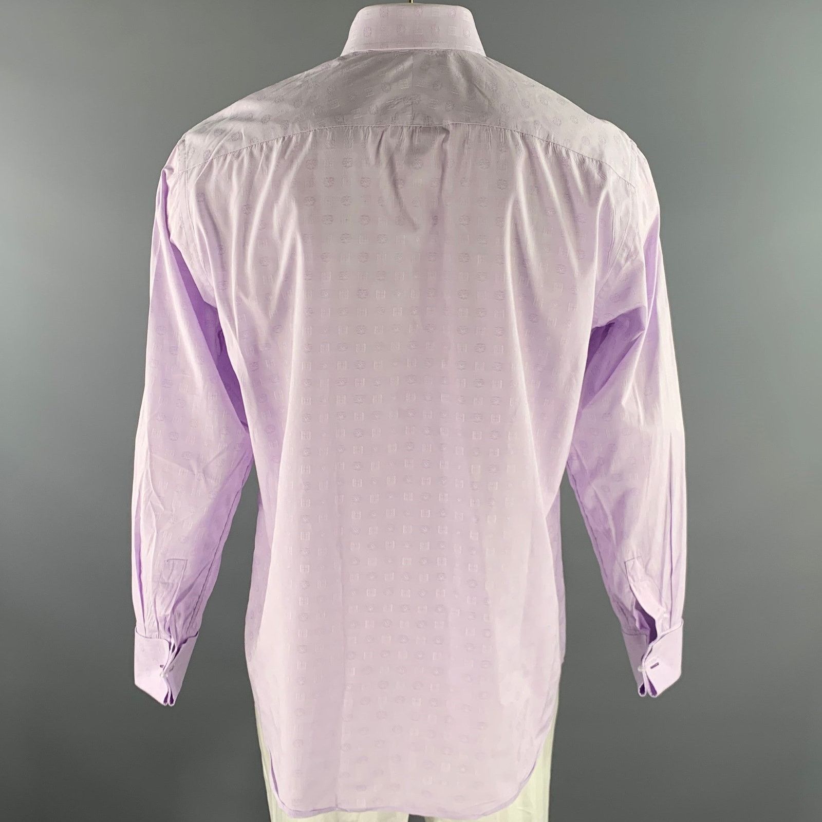 Paul Smith PAUL SMITH XL Purple Jacquard Cotton French Cuff Shirt Size 44R - 4 Thumbnail