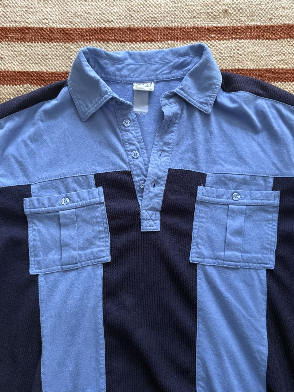 Vintage 1970s Blue/Navy Short Sleeve Knit Polo Size US L / EU 52-54 / 3 - 2 Thumbnail