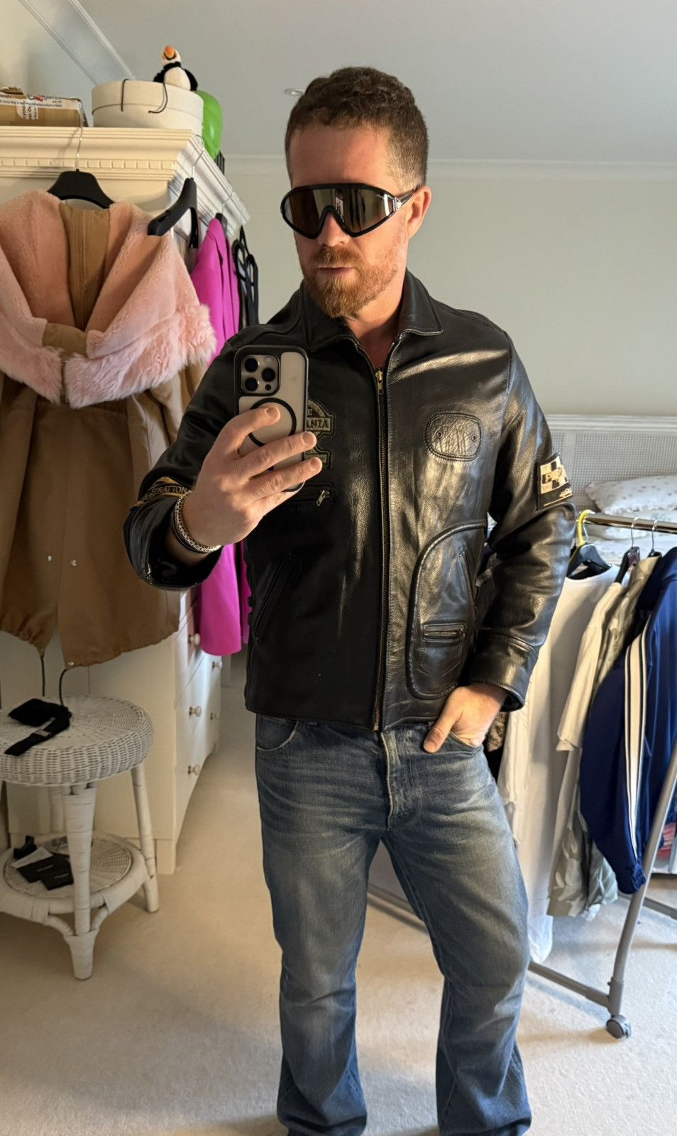 AMI A.M.I vintage leather patches motorcycle jacket rare oil Size US L / EU 52-54 / 3 - 3 Thumbnail