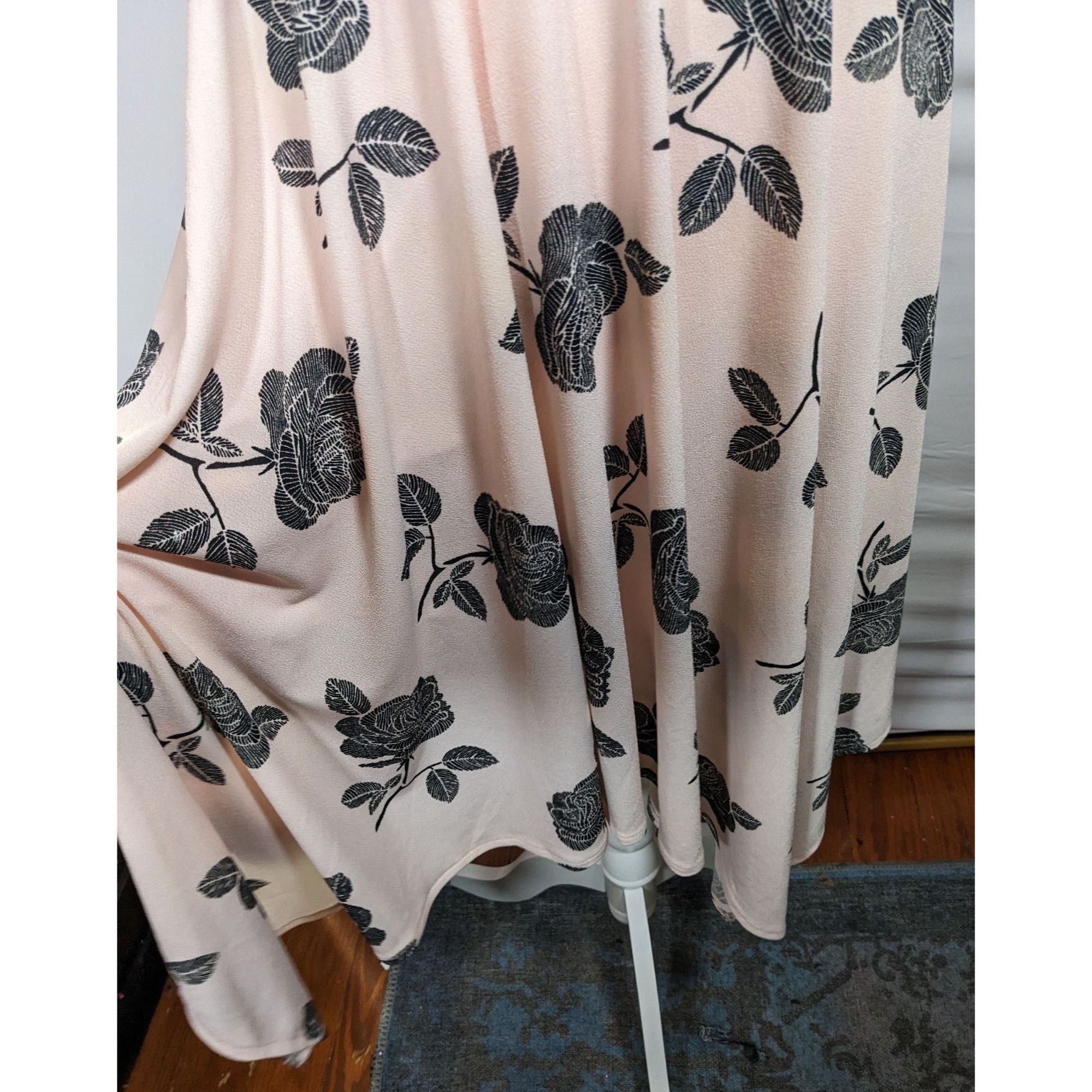 Other Candies Retro Pastel Pink And Black Floral Dress Size L / US 10 / IT 46 - 7 Thumbnail