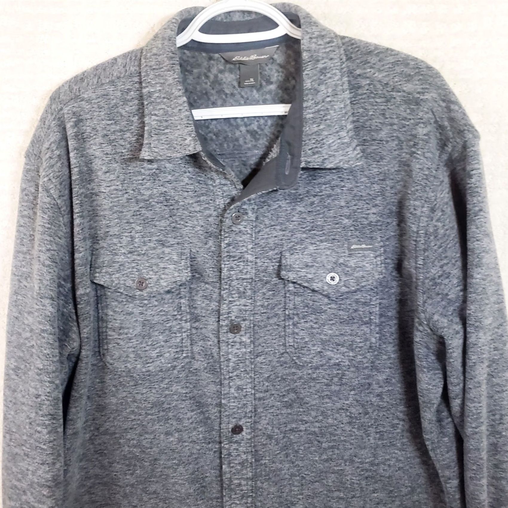 Eddie Bauer VINTAGE Eddie Bauer Shirt Mens LT Tall Gray Fleece Button Front Shirt Shacket Size US L / EU 52-54 / 3 - 2 Thumbnail