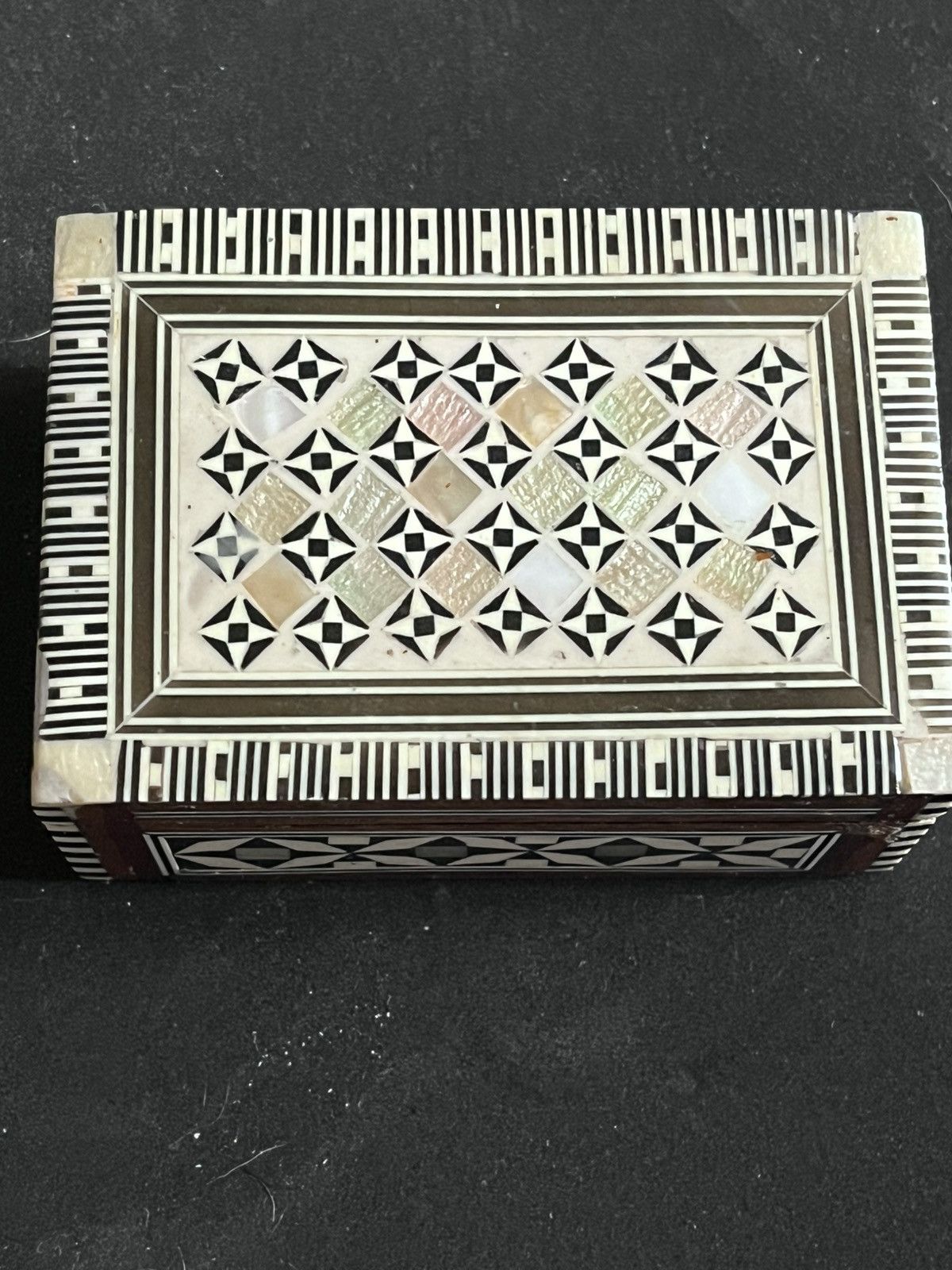 Other Vintage Egyptian Mother of Pearl Micro Mosaic Jewelry Box Size ONE SIZE - 1 Thumbnail