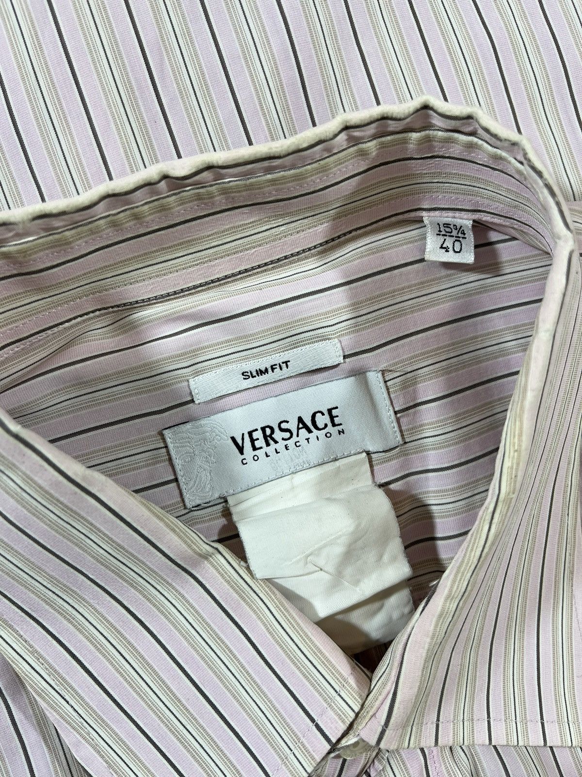 Versace Versace Italy Soft Pink Striped Button Up Shirt – (40 M) Size US M / EU 48-50 / 2 - 6 Thumbnail