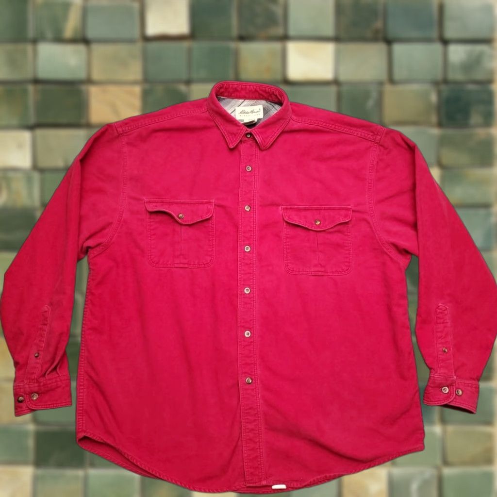 Eddie Bauer VINTAGE Eddie Bauer Shirt Mens XL Red Chamois Outdoor Flannel Button-Up Casual 80s 90s Mens Size US XL / EU 56 / 4 - 1 Thumbnail