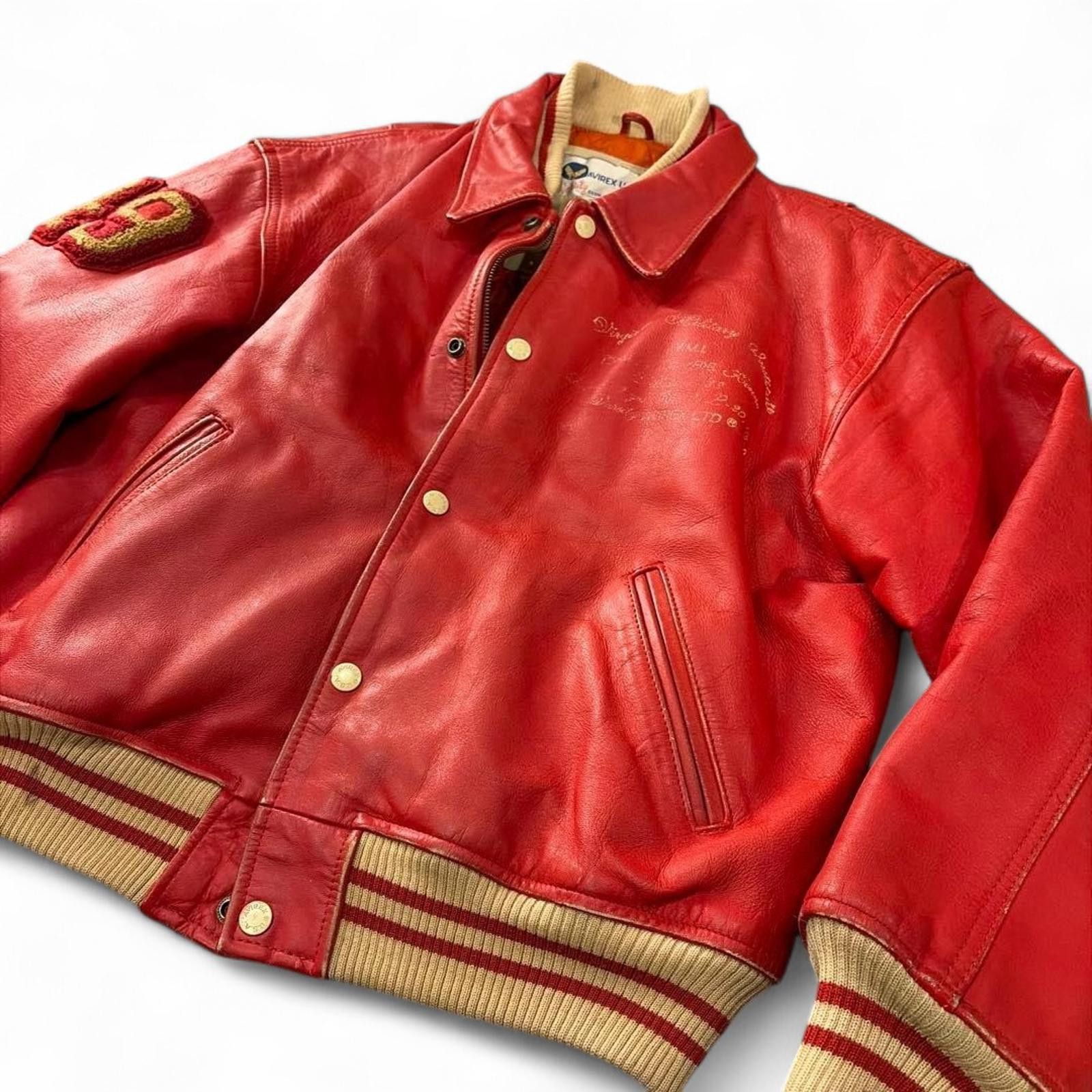 Avirex Avirex - XS Red Leather Varsity Jacket Virginia Ins. Size US XS / EU 42 / 0 - 3 Thumbnail