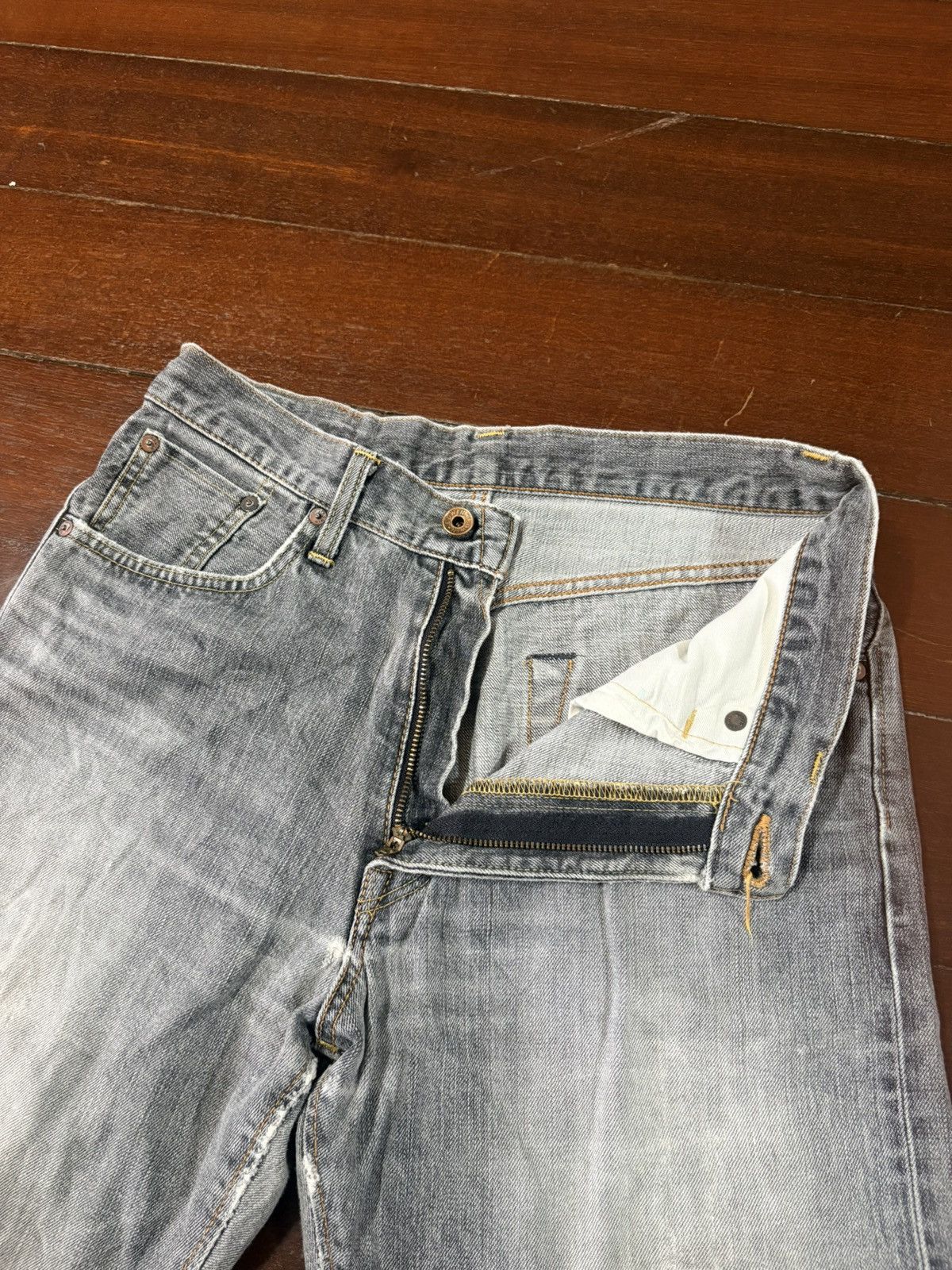 Edwin Vtg Edwin 505Z Selvedge Mudwash Distressed Denim Jeans baggy Size US 32 / EU 48 - 15 Thumbnail