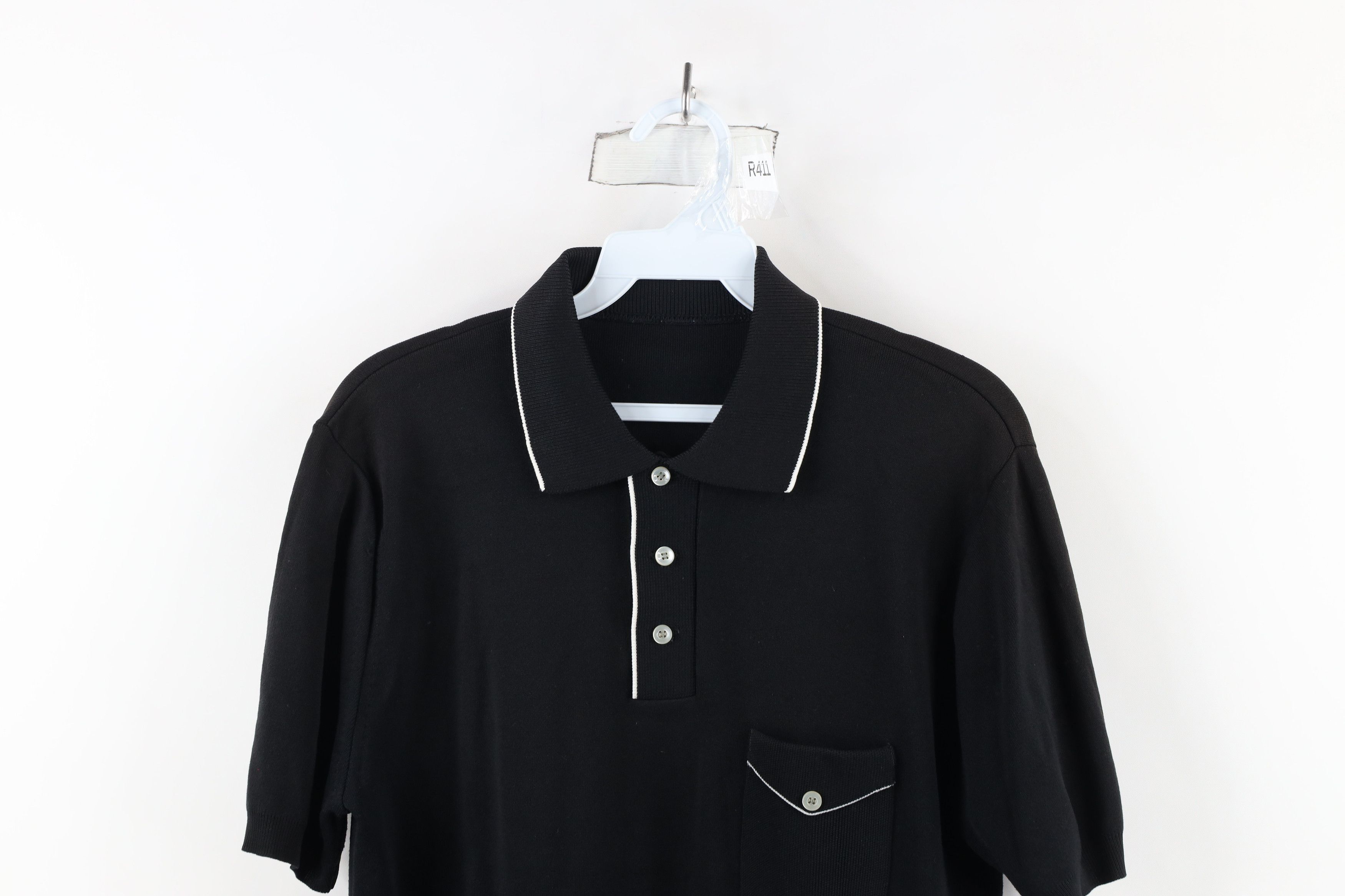 Vintage Vintage 60s 70s Streetwear Pullover Polo Shirt Black USA Size US M / EU 48-50 / 2 - 2 Thumbnail