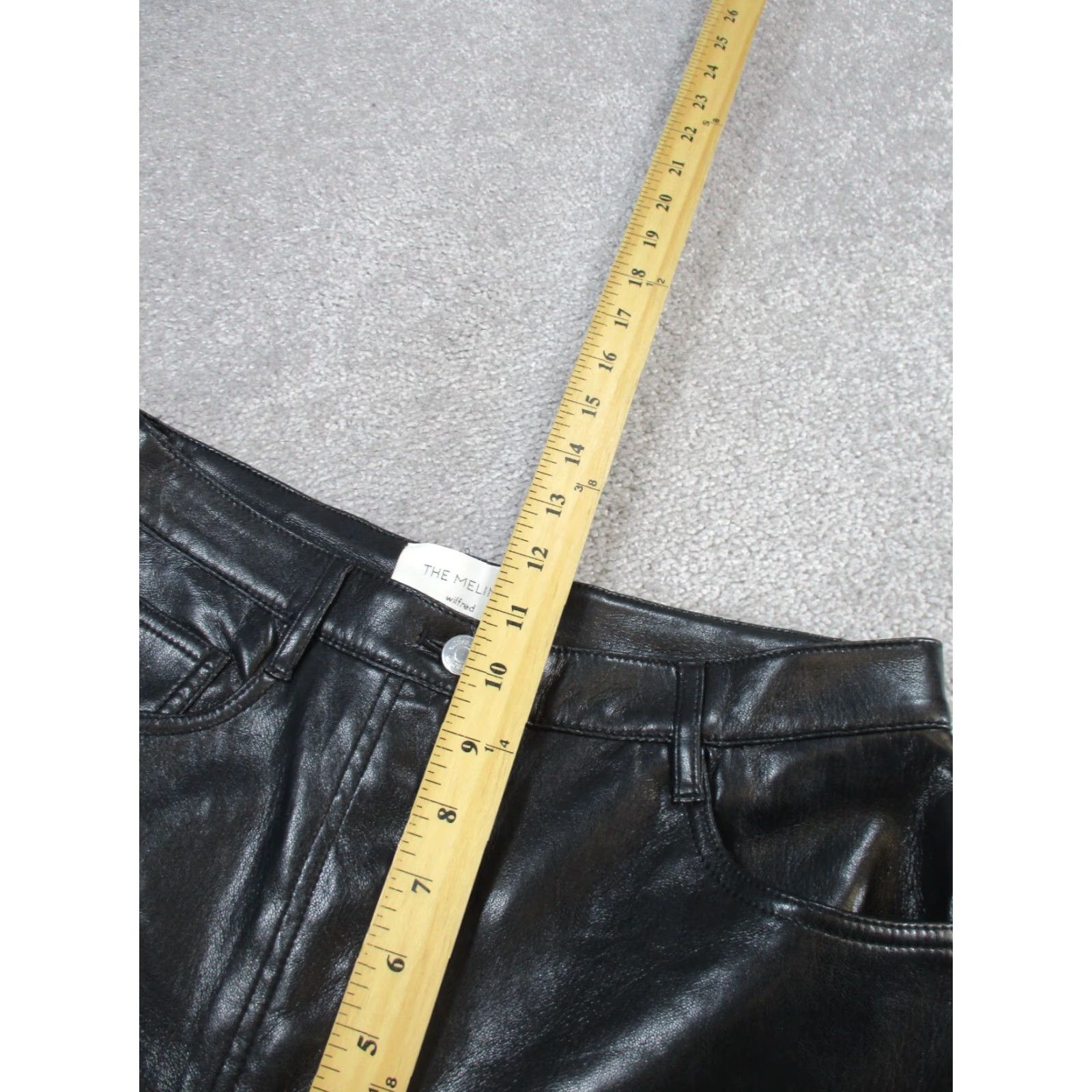 Vintage Wilfred Black Faux Leather Pants Womens 8 Dress Pants Straight Front Zip 8 Womens Size 30" / US 8 / IT 44 - 6 Thumbnail