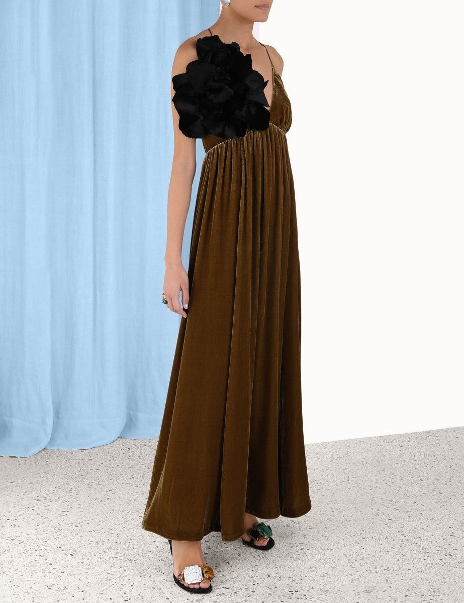 Zimmermann oc11z0325 Sensory Velvet Dress in Dark Mustard Size S / US 4 / IT 40 - 4 Thumbnail