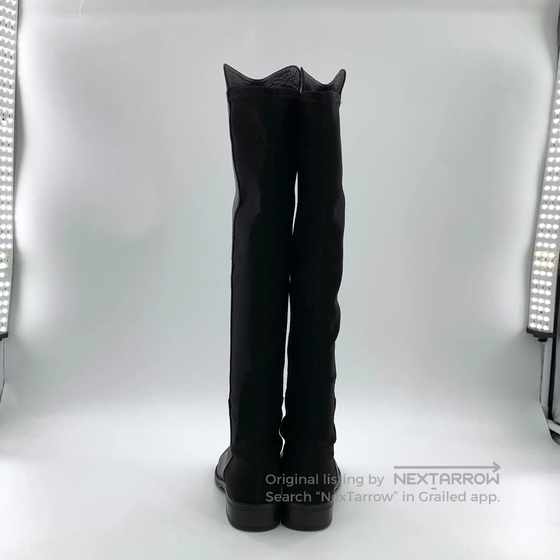 Swarovski SW Black round toe leather casual flat high boots| Size US 12 / IT 42 - 4 Thumbnail
