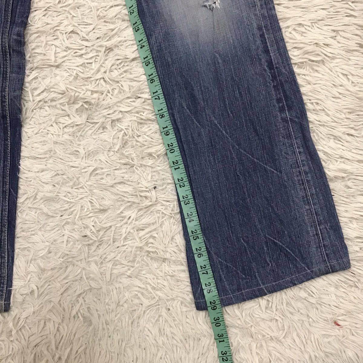 Edwin Vintage Edwin Lot 503 Bluetrip Distressed Design Flare Jeans Size US 30 / EU 46 - 24 Thumbnail