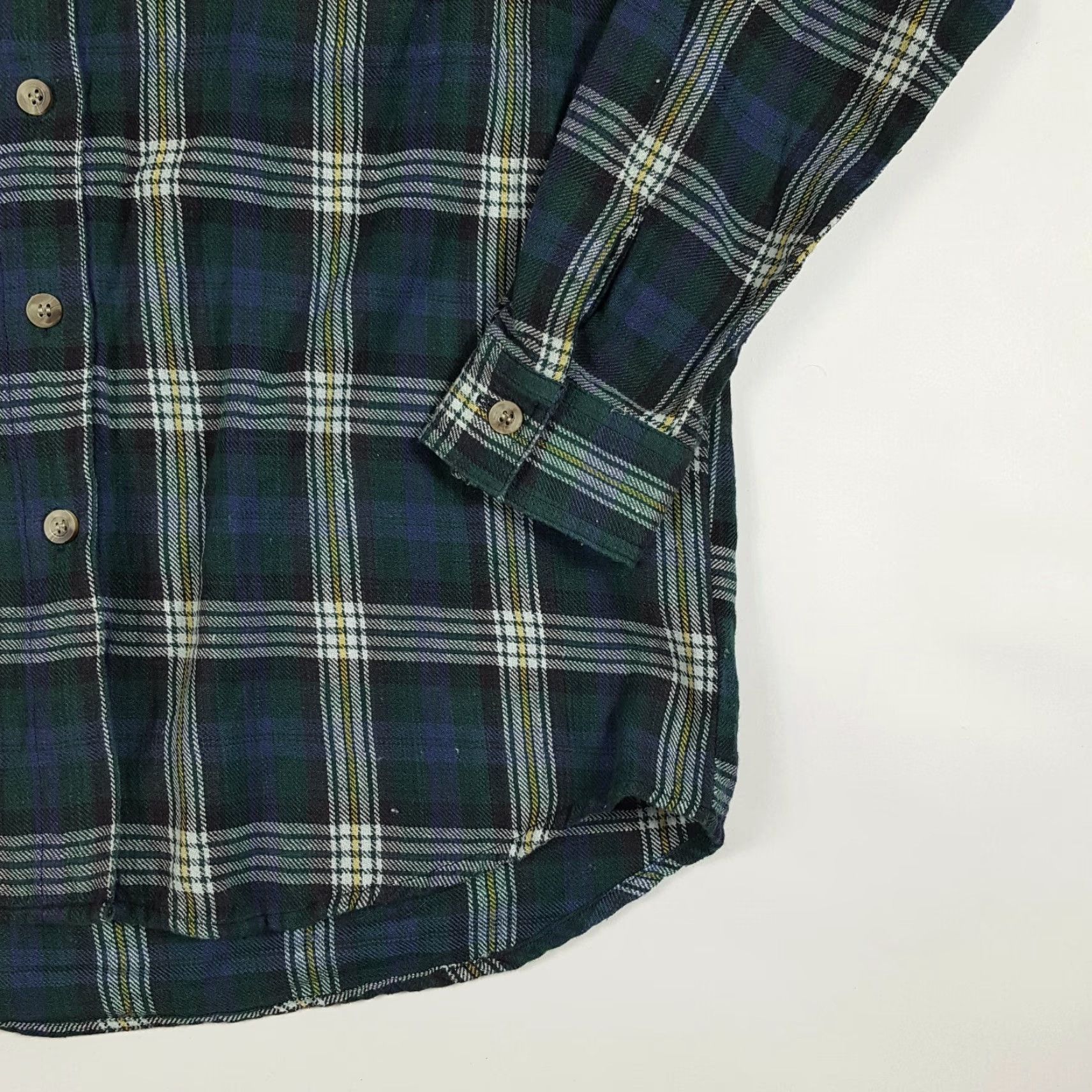 Vintage Vintage 80s Green Plaid Flannel Womens Medium Long Sleeve Preppy Button Up Shirt Size M / US 6-8 / IT 42-44 - 4 Thumbnail