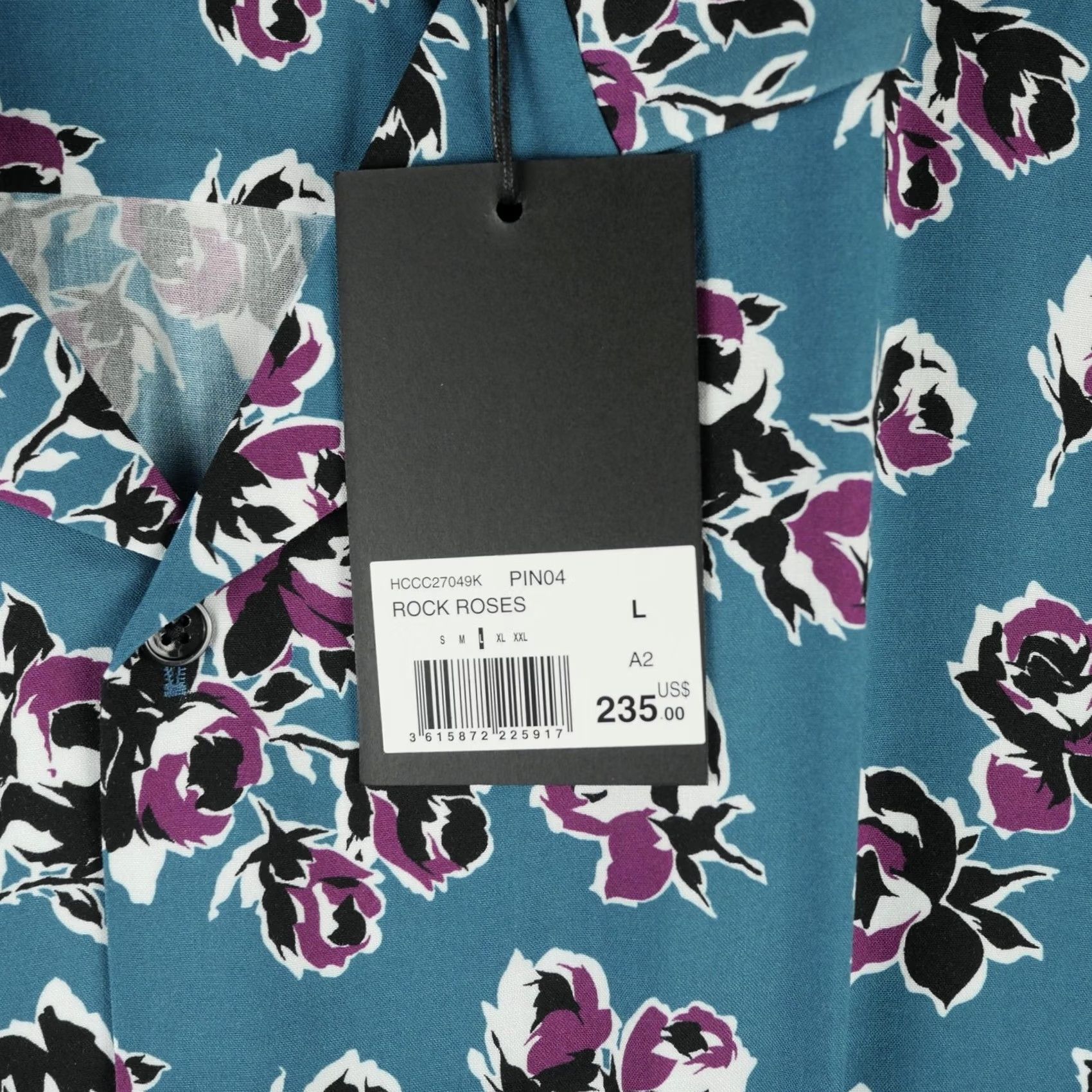 The Kooples The Kooples Shirt Mens L Blue Rock Roses Floral Print Button Up Short Sleeve Size US L / EU 52-54 / 3 - 4 Thumbnail