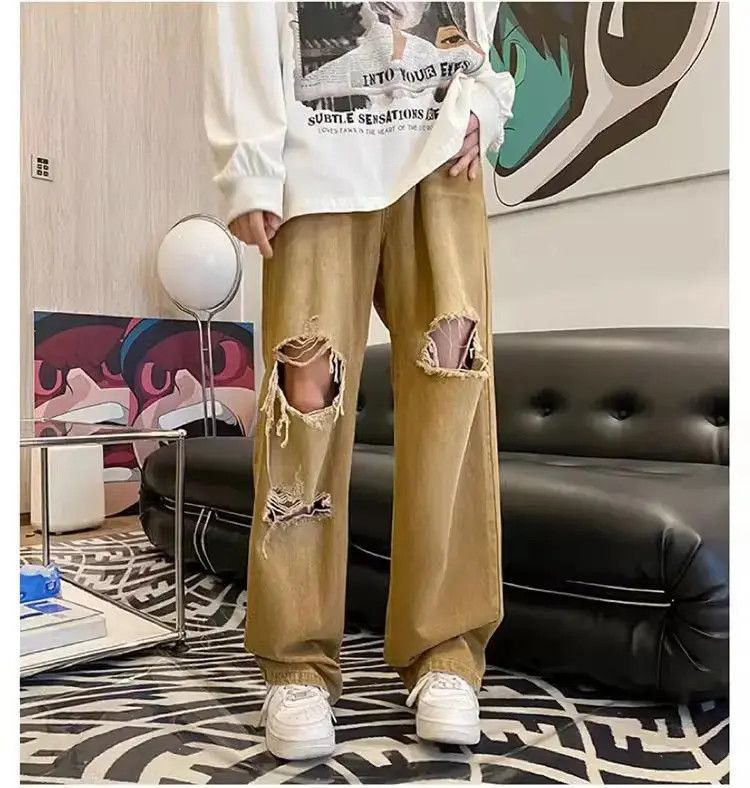 Japanese Brand Straight casual washed distressed jeans Size US 32 / EU 48 - 1 Thumbnail