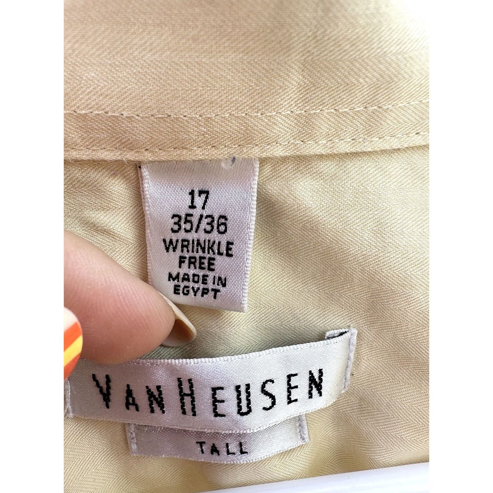 Van Heusen Van Heusen Mens Shirt Size 17 34/35 Tall Yellow Long Sleeve Button-Up Shirt Mens Regular"] Size US XL / EU 56 / 4 - 6 Thumbnail