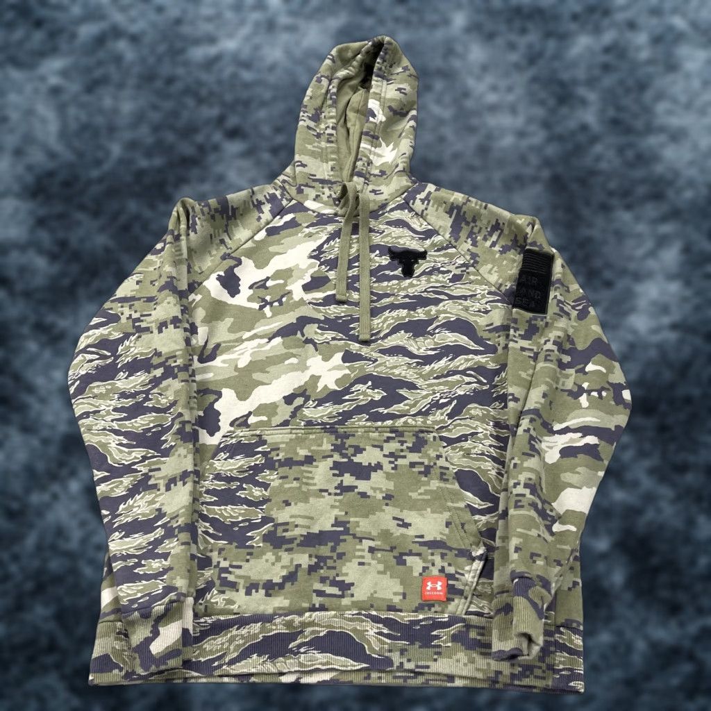 Under Armour Under Armour Project Rock Hoodie Mens M Green Camouflage Sweatshirt Military Gym Pullover Hooded Pockets Bodybuilding, Gym & Training Mens Size US M / EU 48-50 / 2 - 1 Thumbnail