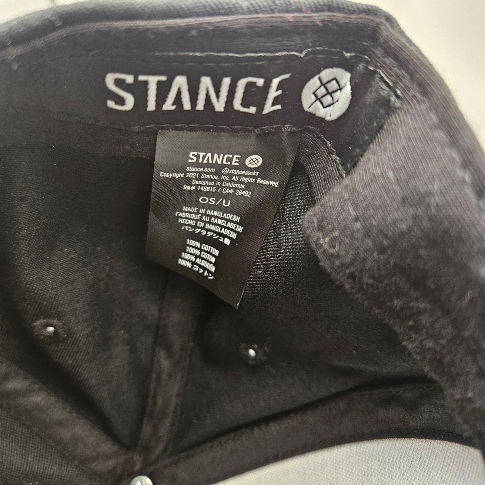 Stance Socks STANCE UNISEX OS SNAPBACK BLACK BASEBALL HAT CAP WHITE LOGO Size ONE SIZE - 3 Thumbnail