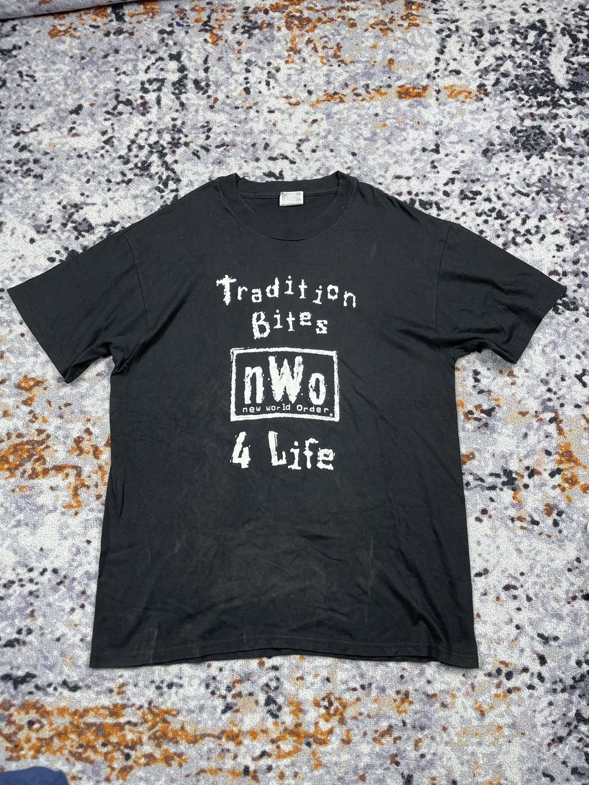 image of Vintage Nwo New World Order 4 Life T-Shirt in Black, Men's (Size Large)