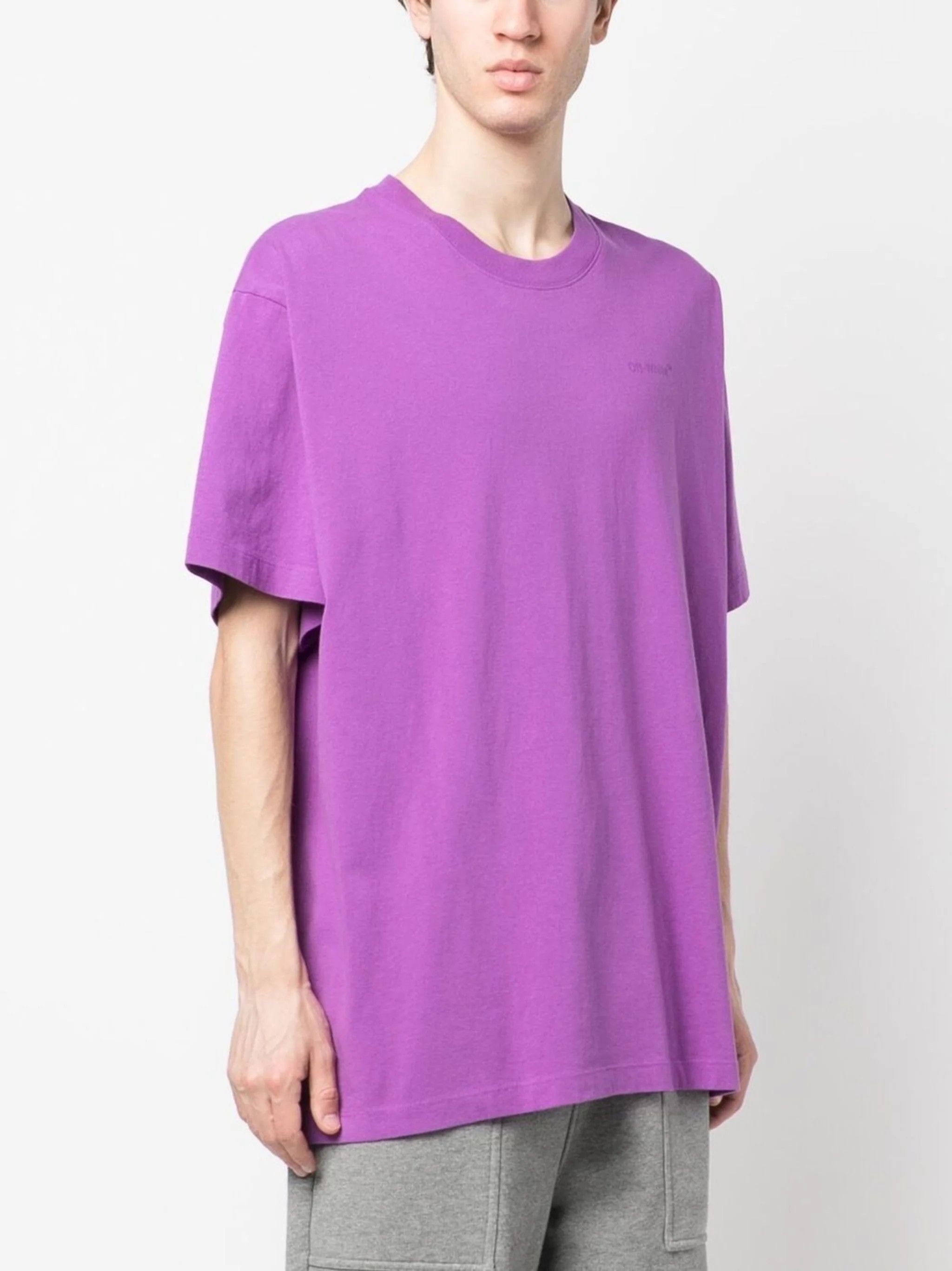Off-White Purple Logo Rubber Diagonals Oversized T-Shirt Size US S / EU 44-46 / 1 - 3 Thumbnail