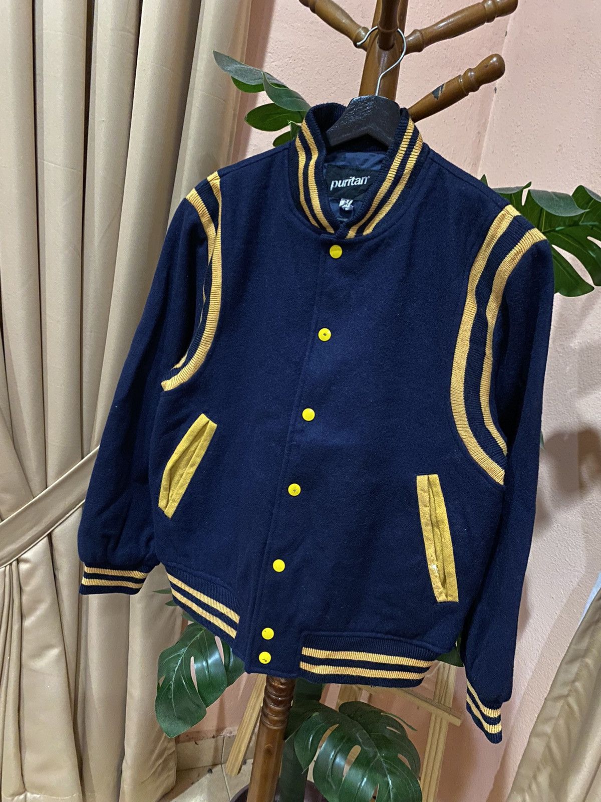Puritan Vintage Puritan Varsity Jacket – Navy & Gold 1990s Classic Size US M / EU 48-50 / 2 - 2 Thumbnail