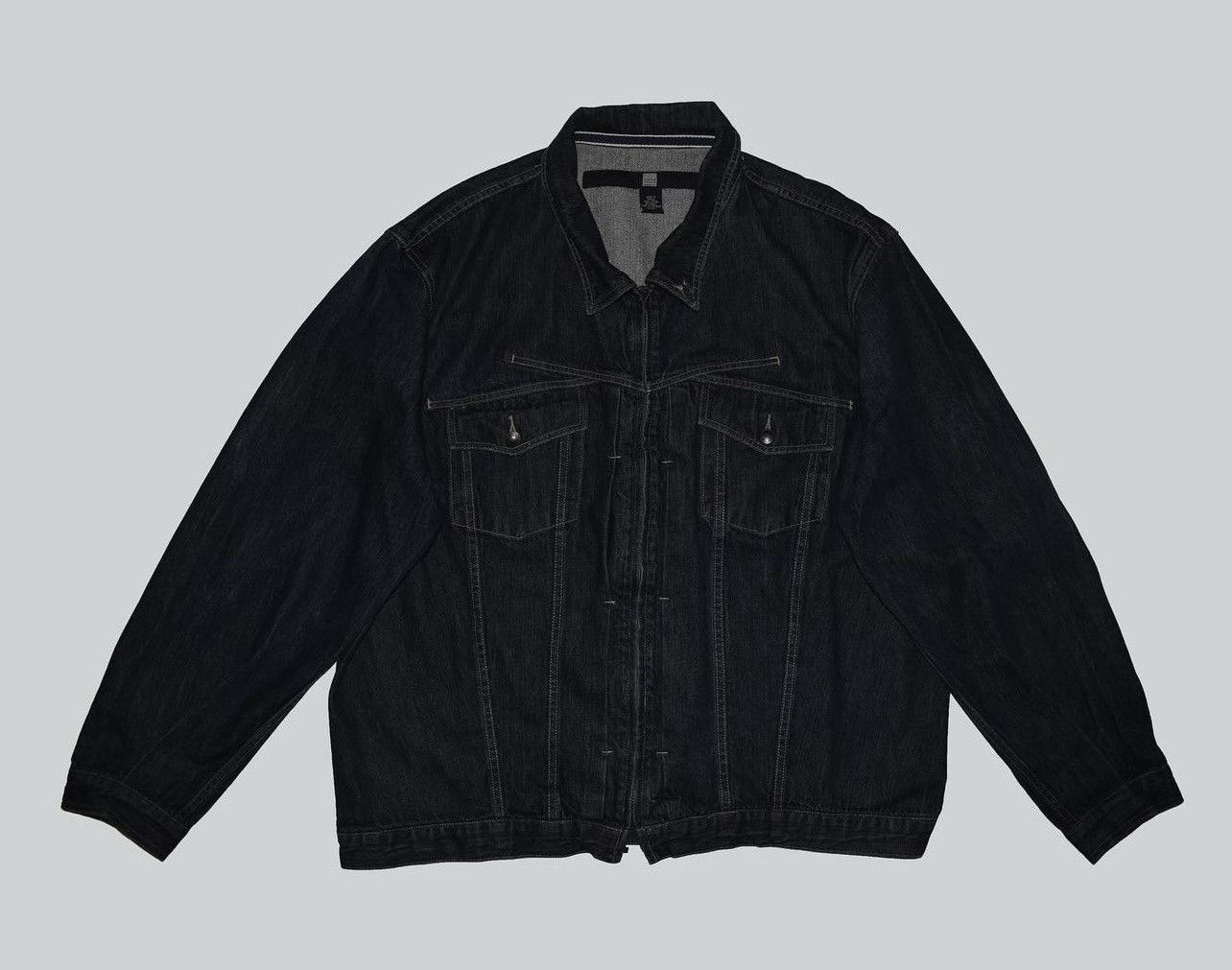 image of Marithe Francois Girbaud Vintage Denim Boxy Trucker Jacket in Navy, Men's (Size 2XL)