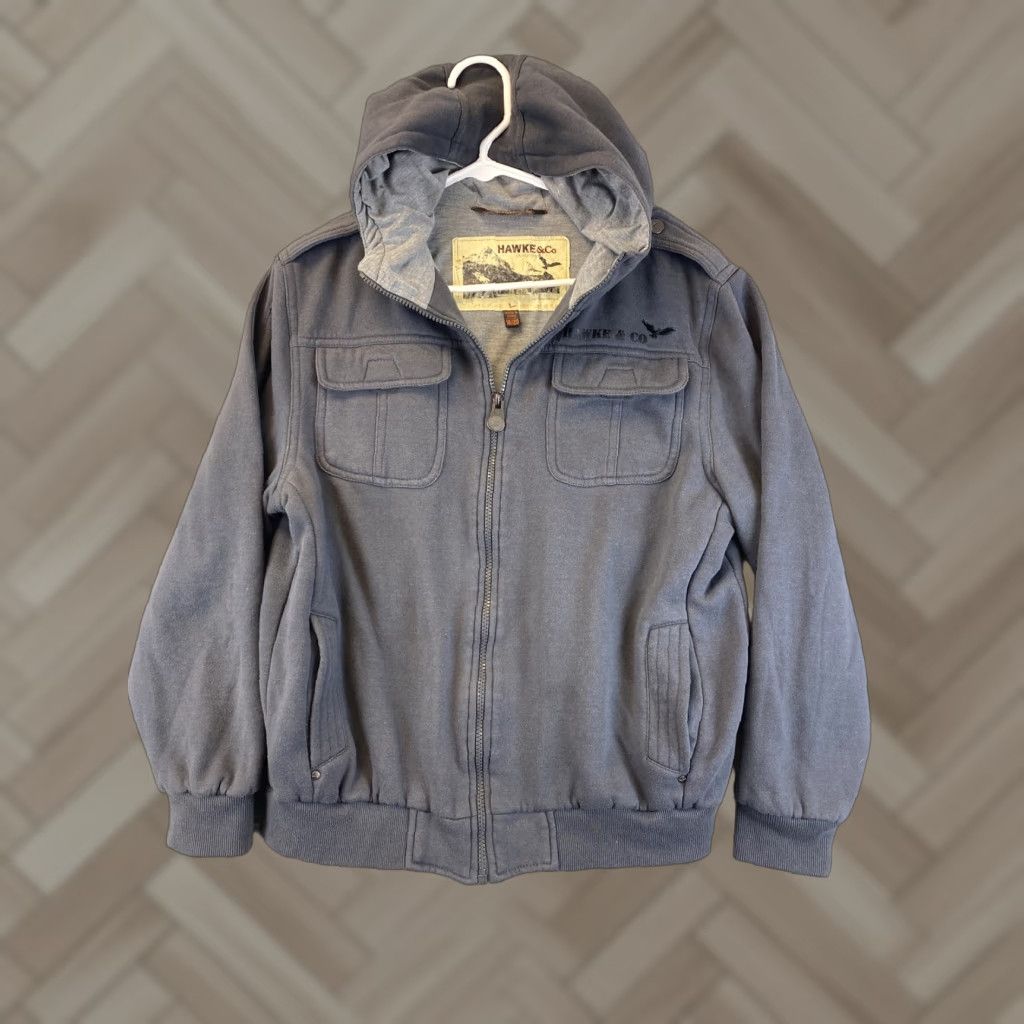 Vintage Hawke And Company Jacket Men Gray Heavy Fleece Zip XL 61-3 18/20 Years Pockets Size US XL / EU 56 / 4 - 1 Thumbnail