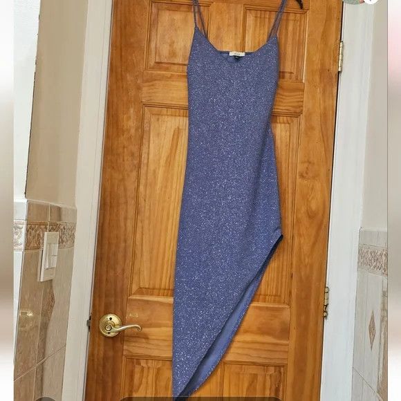 Other NWT Sparkly Blue Split Thigh Slit Open Back Cocktail Dress Size M / US 6-8 / IT 42-44 - 1 Thumbnail