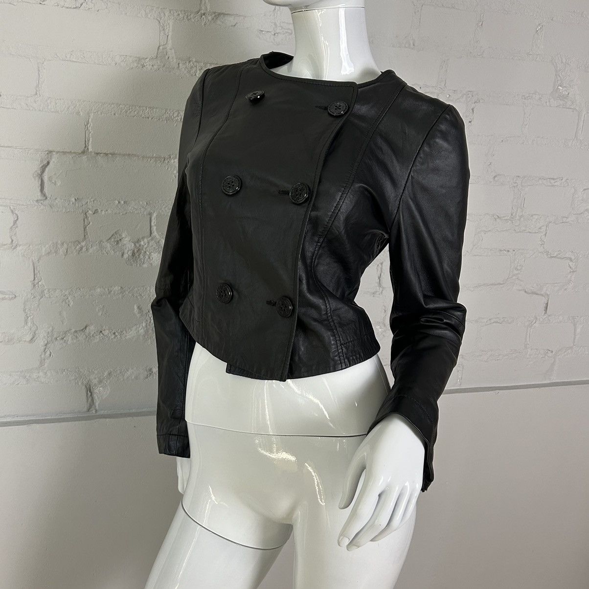 Vintage Insane leather cropped jacket with buttons Size XS / US 0-2 / IT 36-38 - 3 Thumbnail