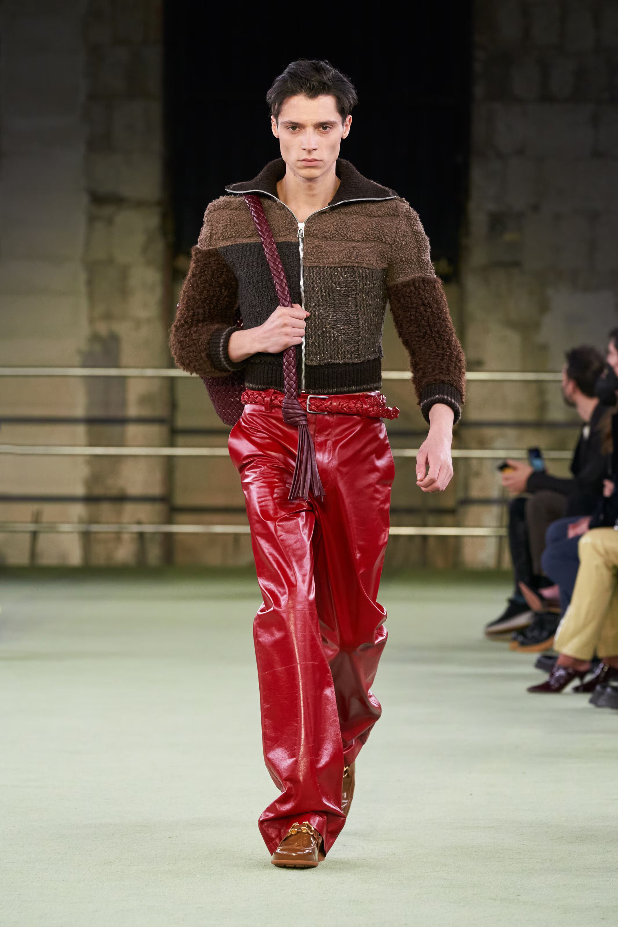 Bottega Veneta Shiny Red Straight-Leg Lambskin Leather Trousers Size US 38 / EU 54 - 1 Thumbnail