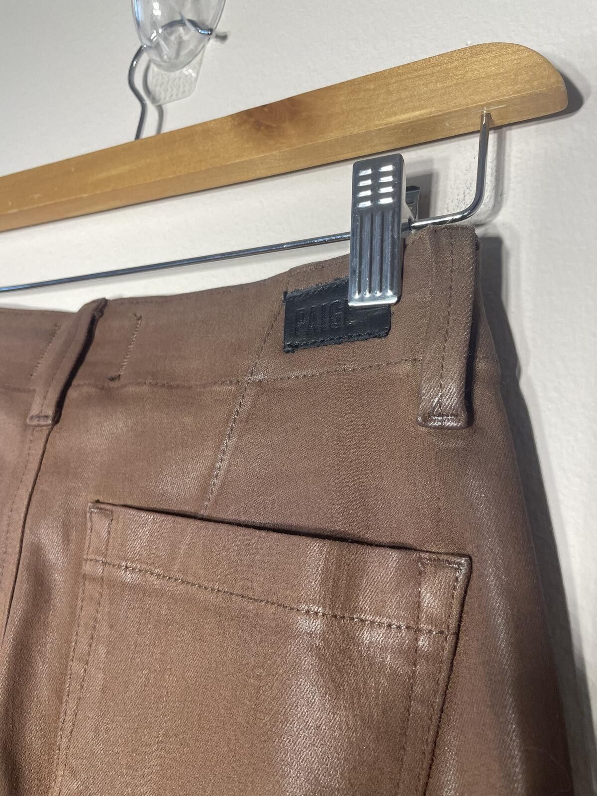 Paige PAIGE Mayslie Coated Jogger Pants Chicory Coffee streetwear Size 23" - 7 Thumbnail