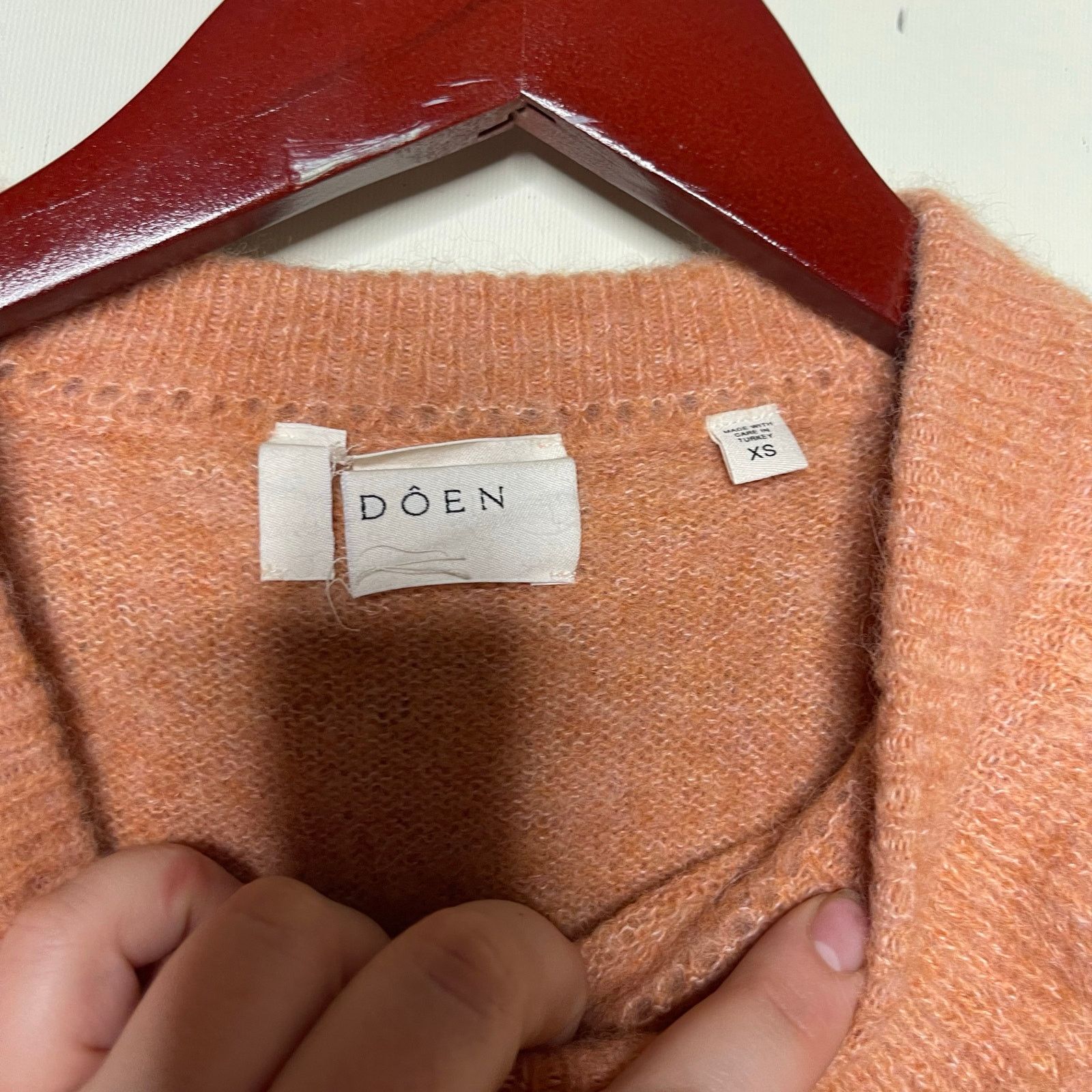 DOEN Doen Azaria Alpaca Wool Ruffle neck sweater in Coral sz XS Size XS / US 0-2 / IT 36-38 - 5 Thumbnail