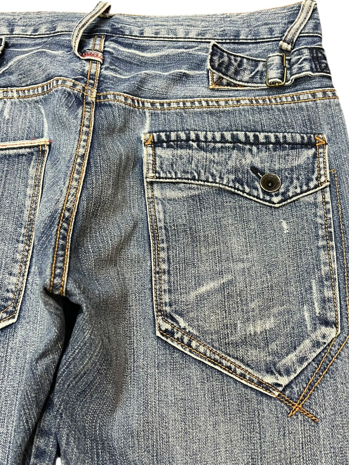 Japanese Brand Vintage UJ jeans Curve Leg Double Side Buckle Belt Denim Size US 33 - 8 Thumbnail