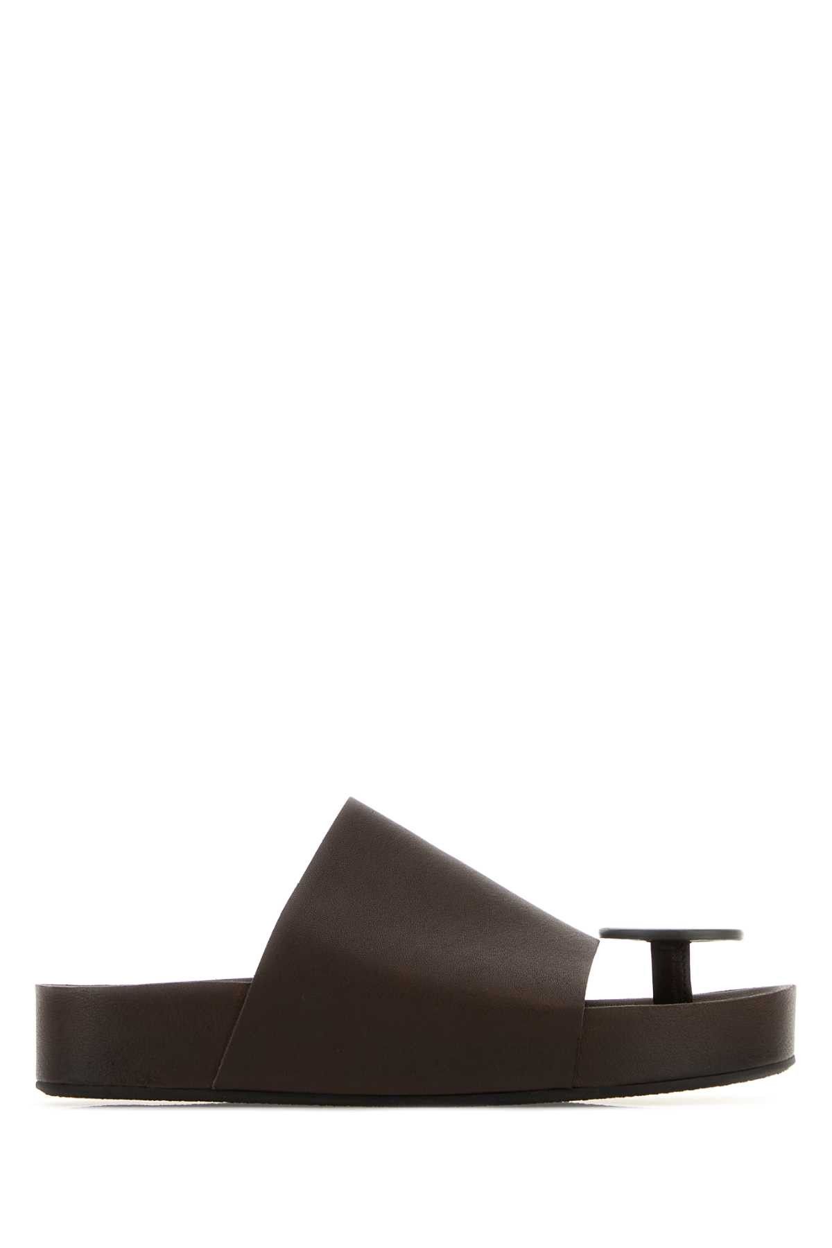 Uma Wang Dark Brown Leather Thong Slippers Size US 5 / IT 35 - 1 Thumbnail