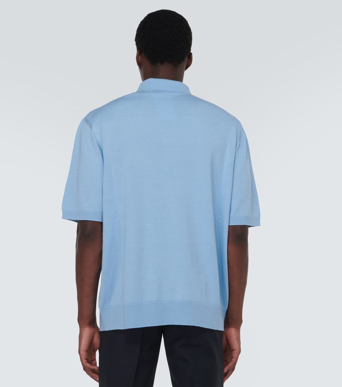 Burberry o1w1db10824 Wool And Silk Polo Shirt in Cool Denim Blue Size US L / EU 52-54 / 3 - 4 Thumbnail
