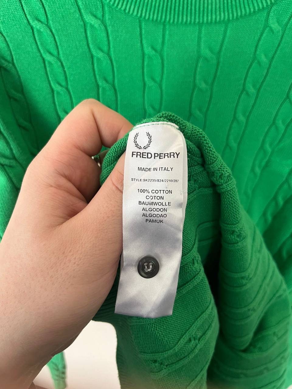 Fred Perry × Raf Simons Fred Perry Raf Simons Green Cable-Knit Crew Neck Sweater Size US M / EU 48-50 / 2 - 5 Thumbnail
